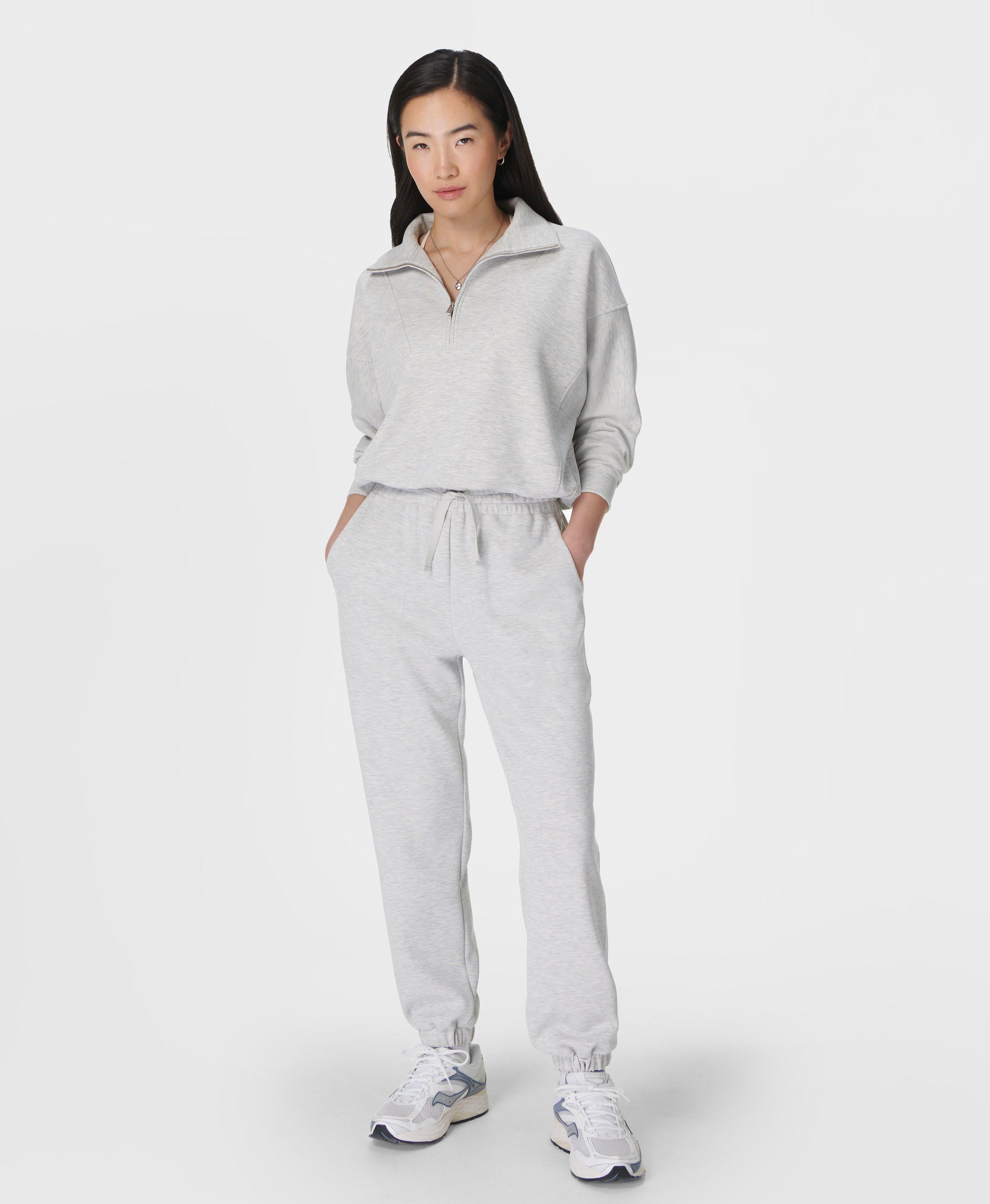 Sand Wash Funnel Neck Half Zip - Ice Grey Marl | Women's Sweaters