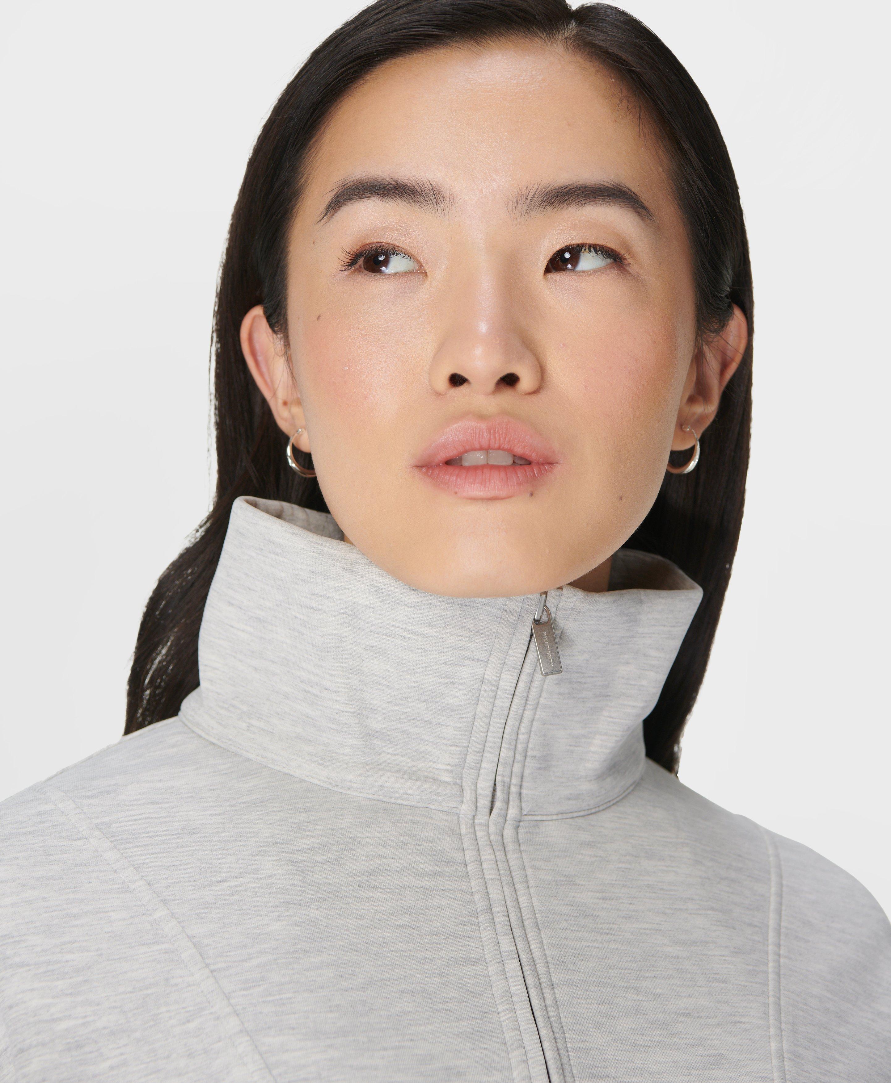 Sand Wash Funnel Neck Half Zip - Ice Grey Marl | Women's Sweaters