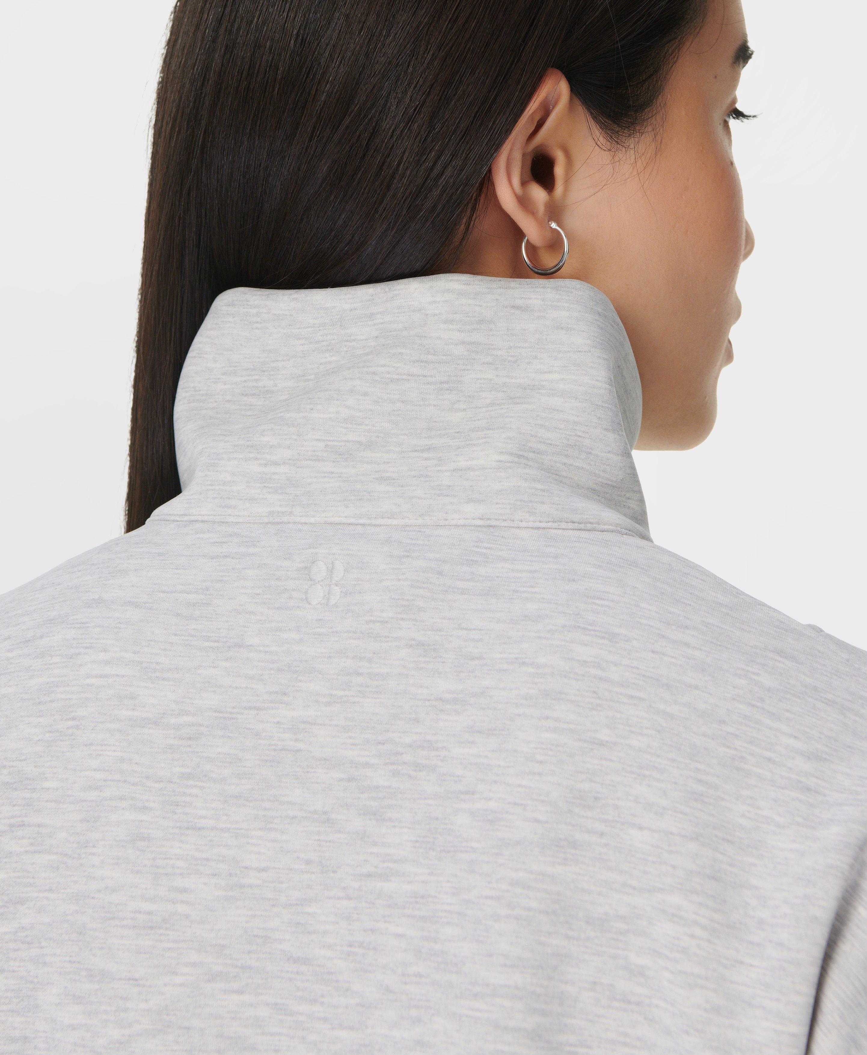 Sand Wash Funnel Neck Half Zip - Ice Grey Marl | Women's Sweaters