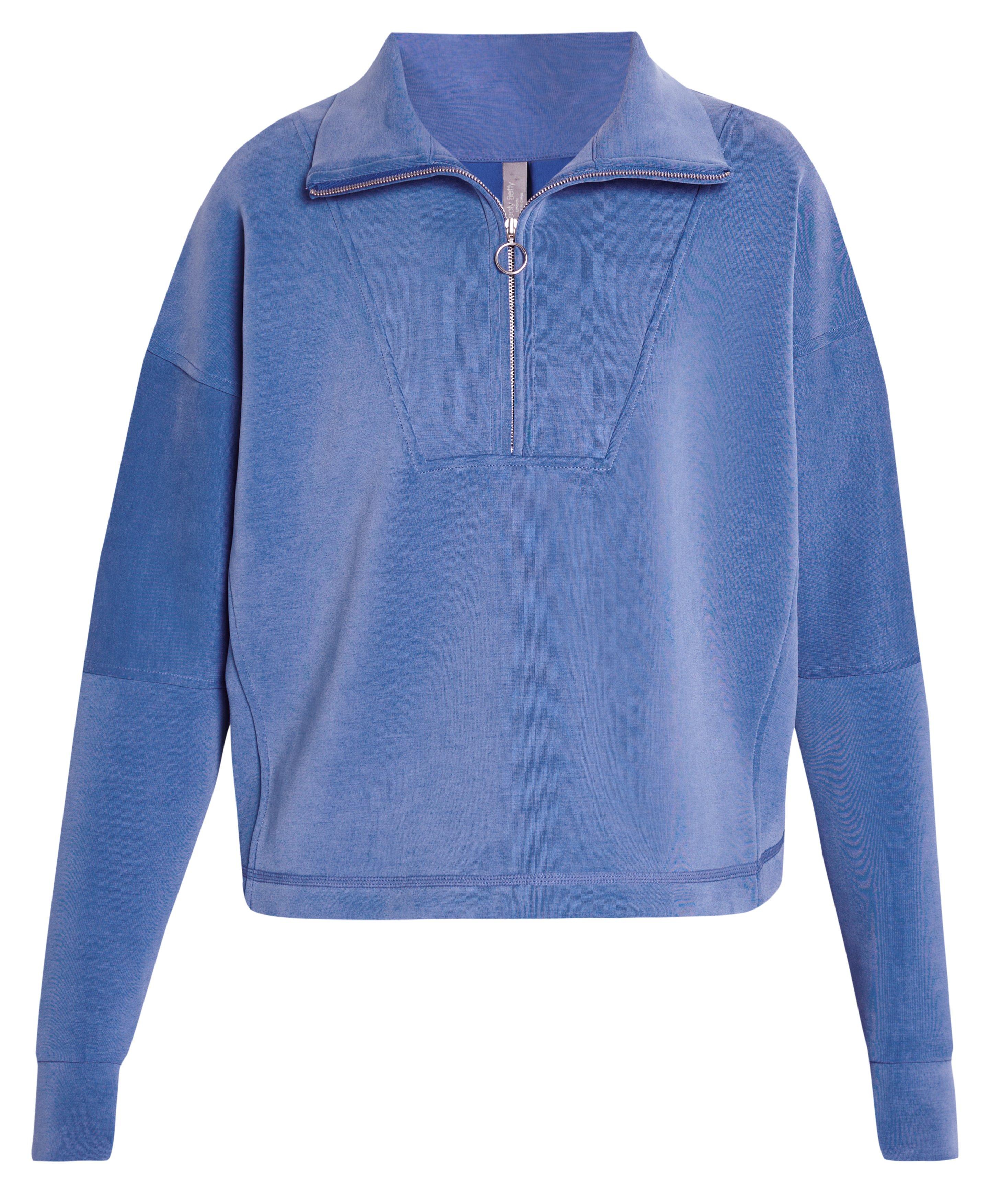 Plush Fleece Textured Half Zip - Studio White, Women's Jumpers + Hoodies