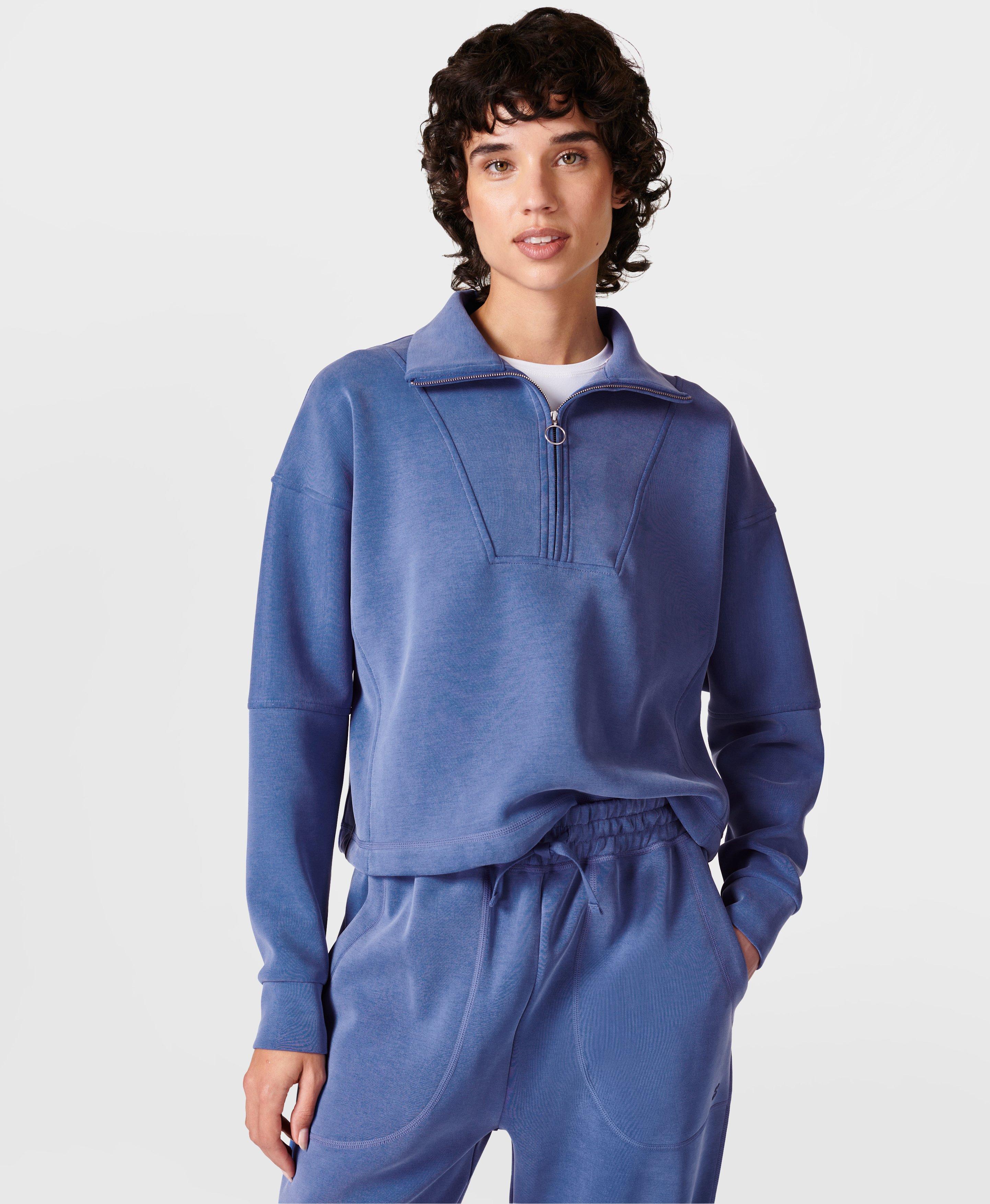 Sand Wash Funnel Neck Half Zip - Lightning Blue