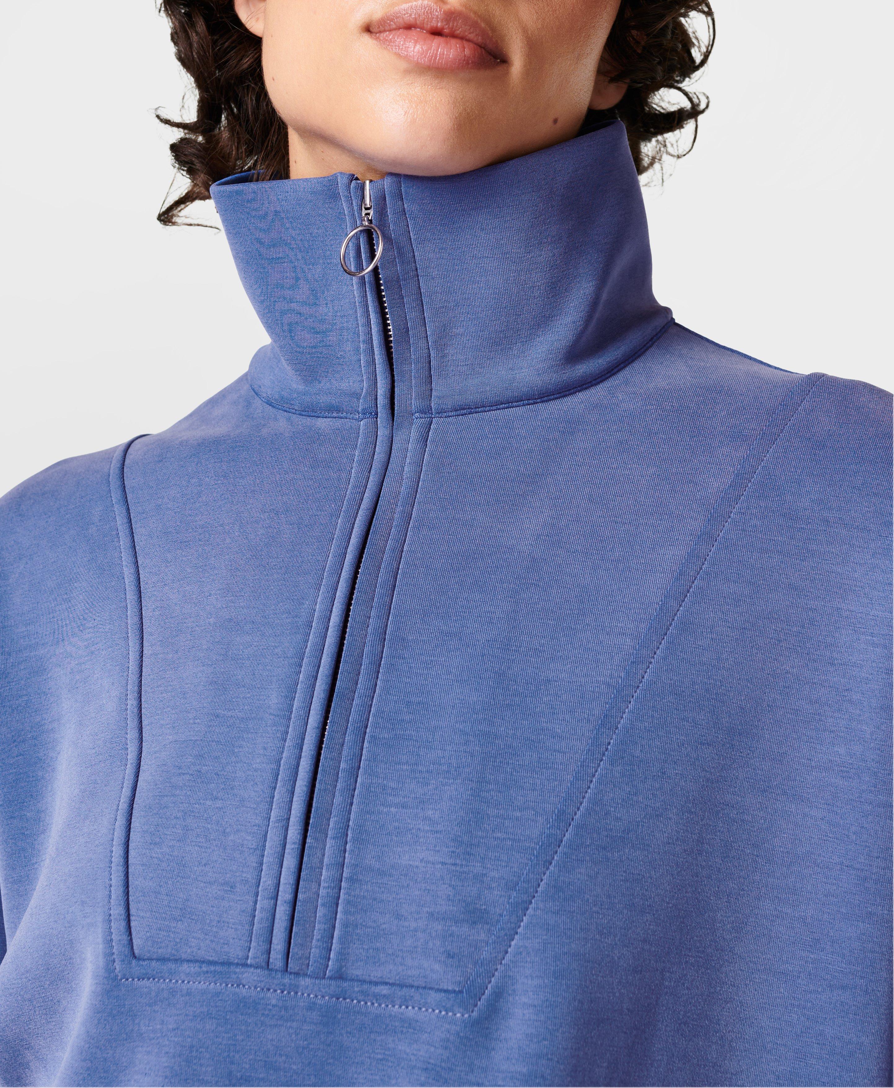 Sand Wash Funnel Neck Half Zip Lightning Blue Women s Jumpers