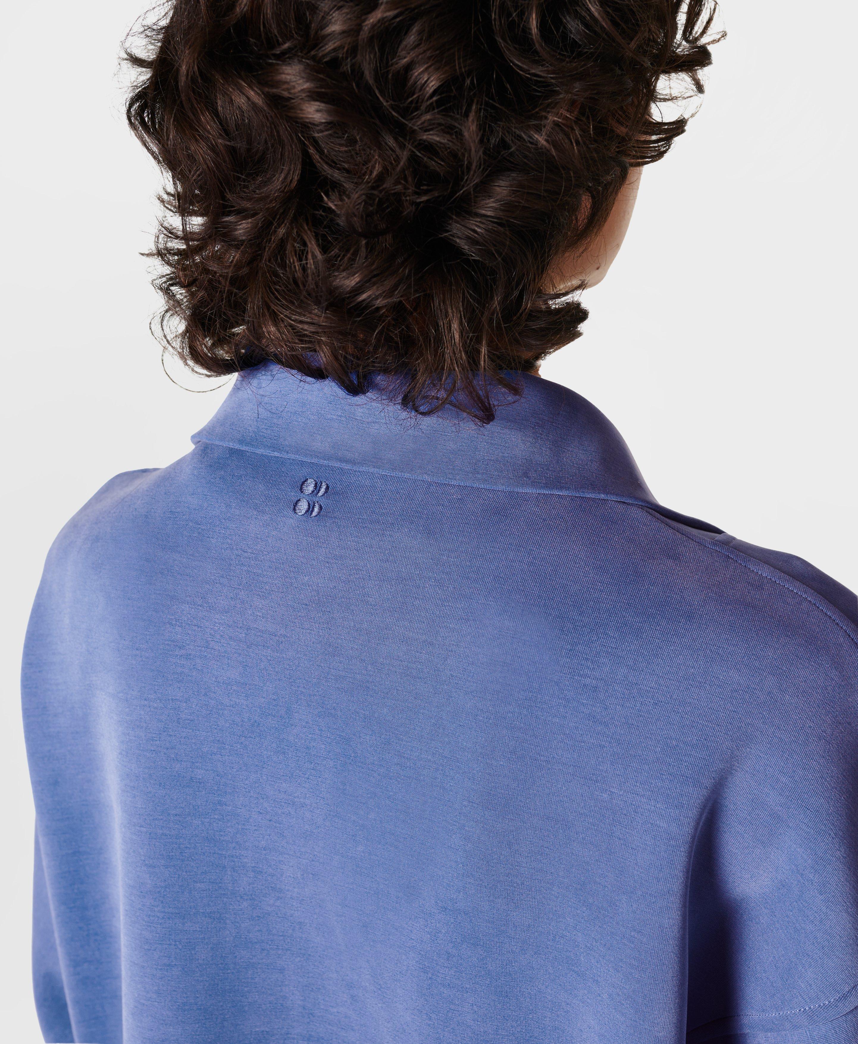 Sand Wash Funnel Neck Half Zip - Lightning Blue | Women's Jumpers