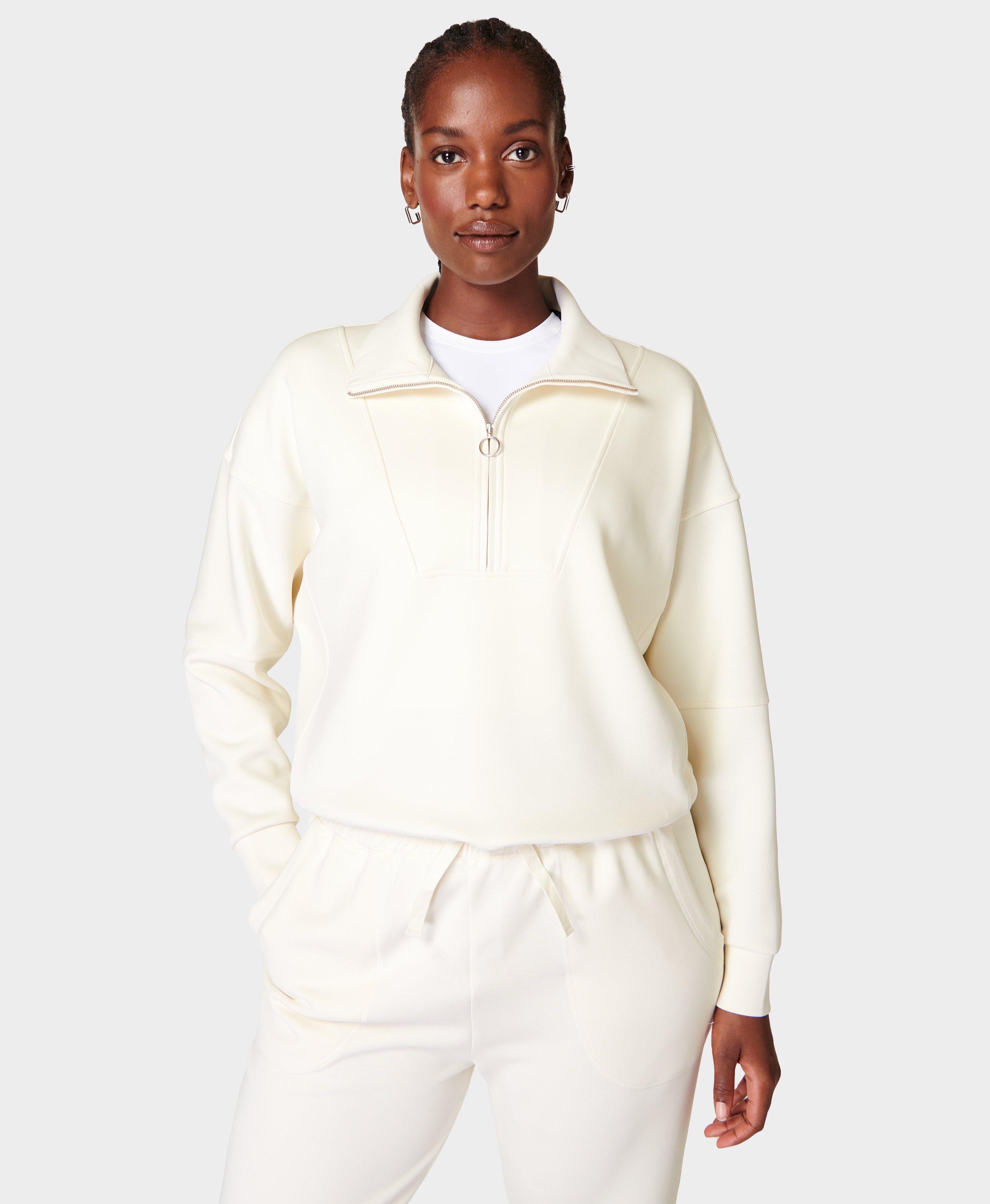 Half zip sweatshirt hot sale white