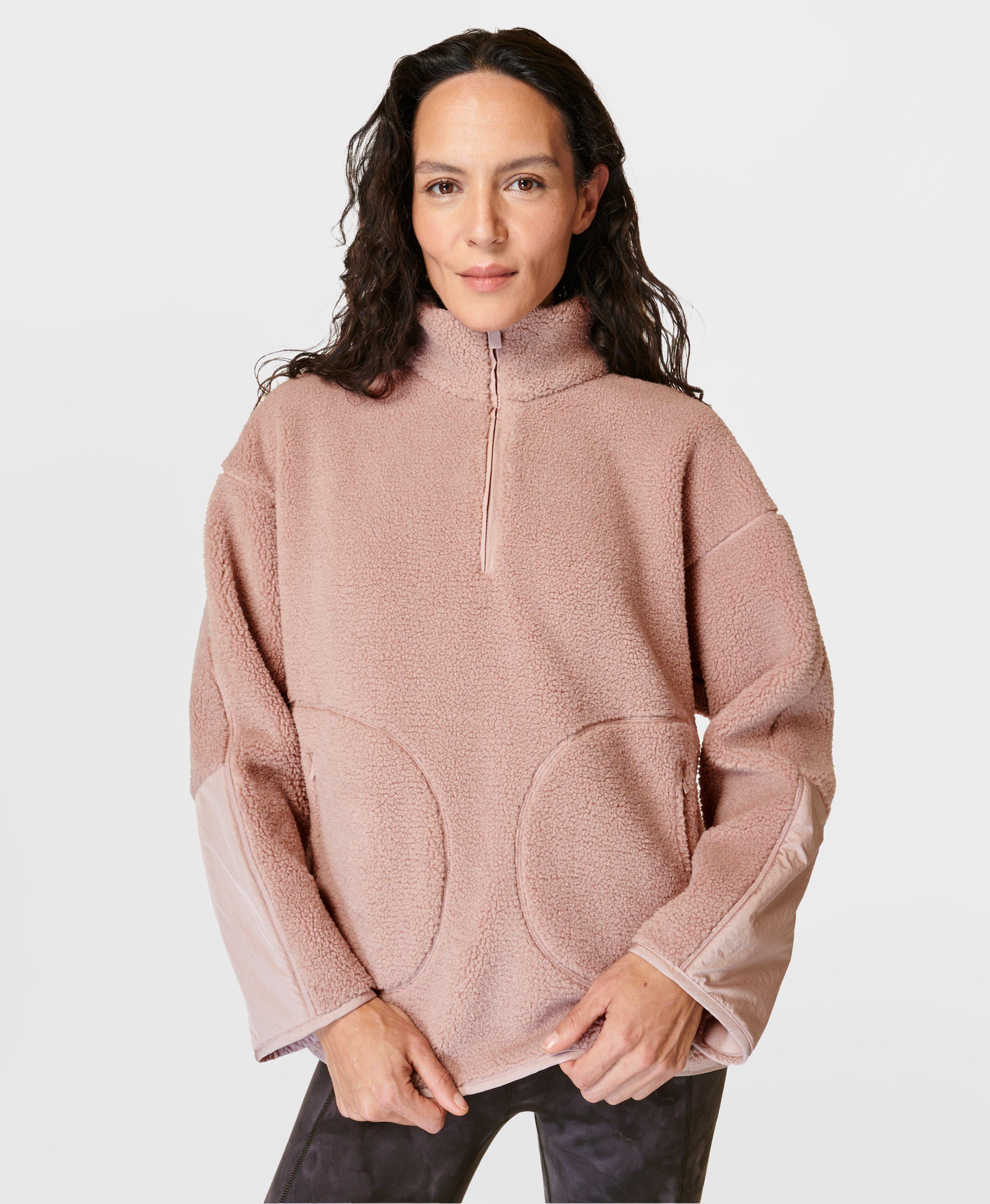 Plush Fleece Textured Half Zip - Musk Pink