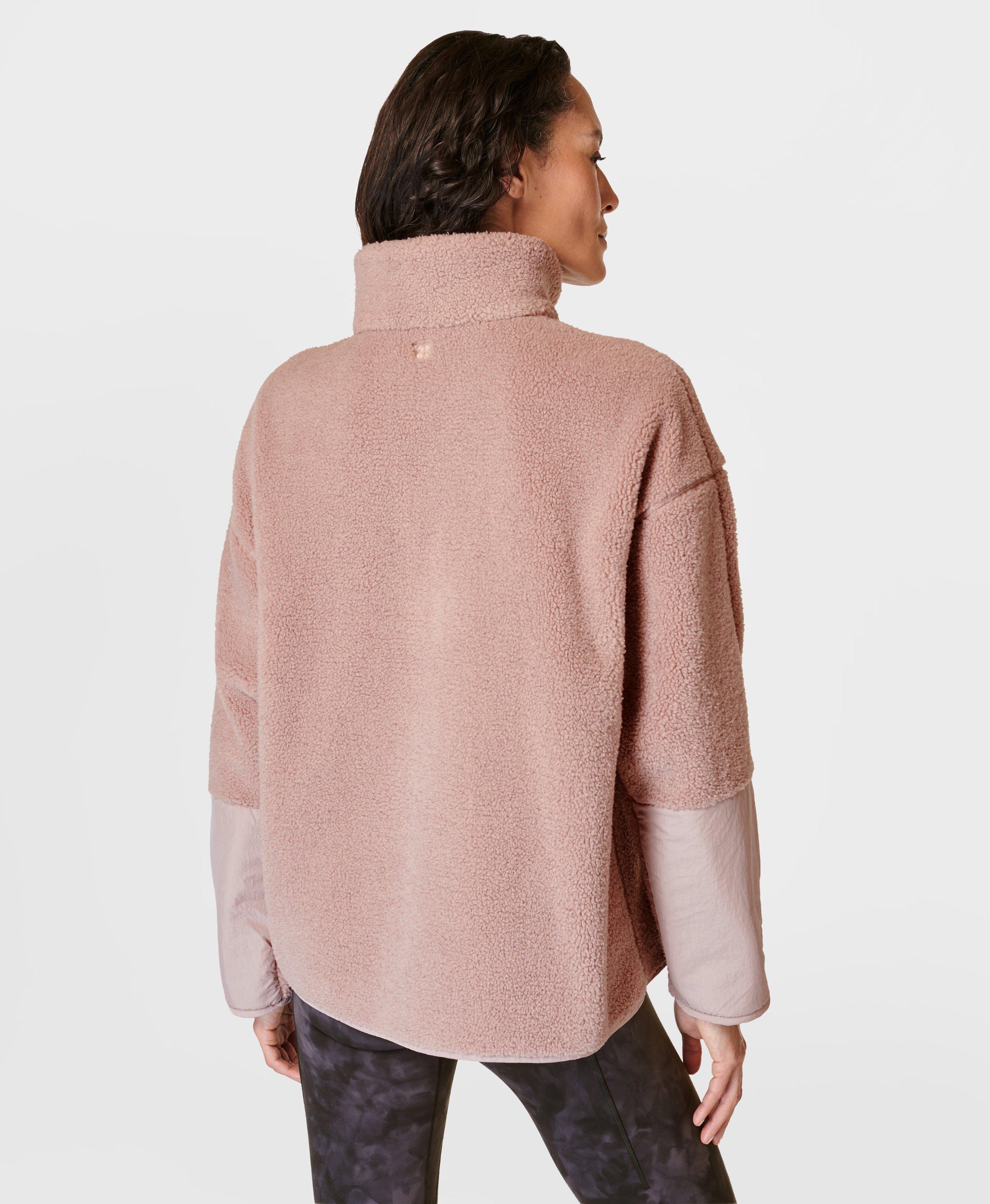 Plush Fleece Textured Half Zip - Musk Pink