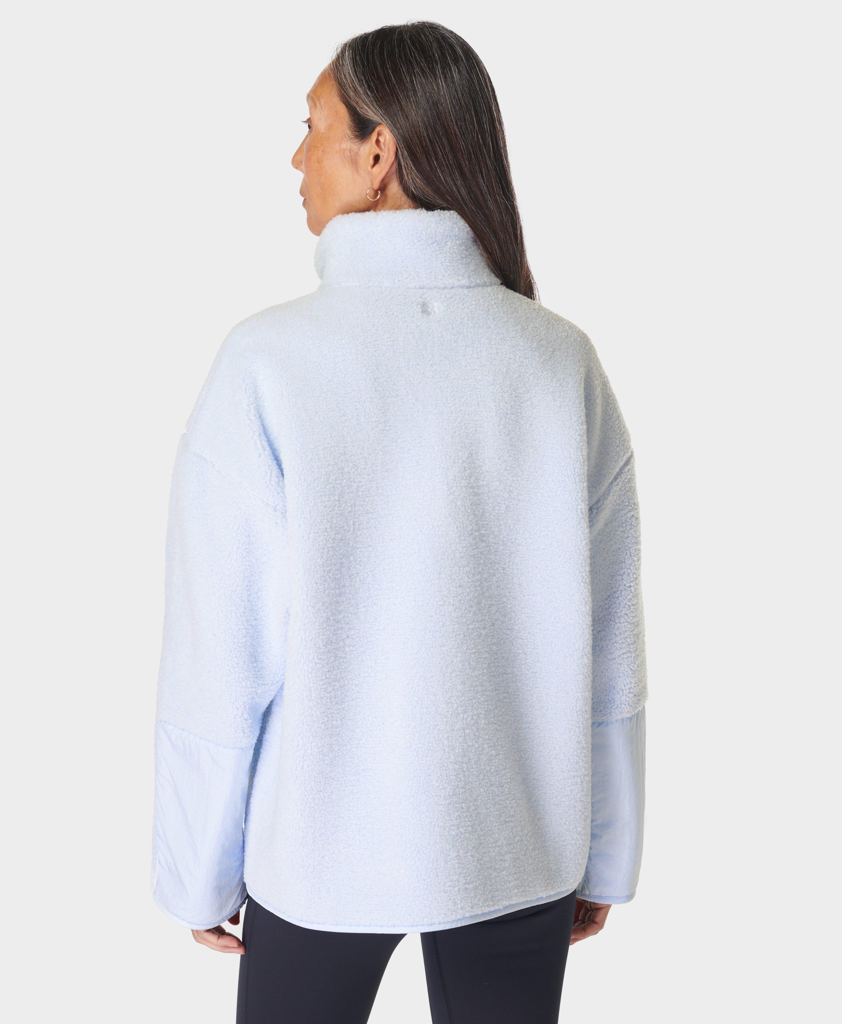 Plush Fleece Textured Half Zip Salt Blue Women s Jumpers Hoodies Sweaty Betty