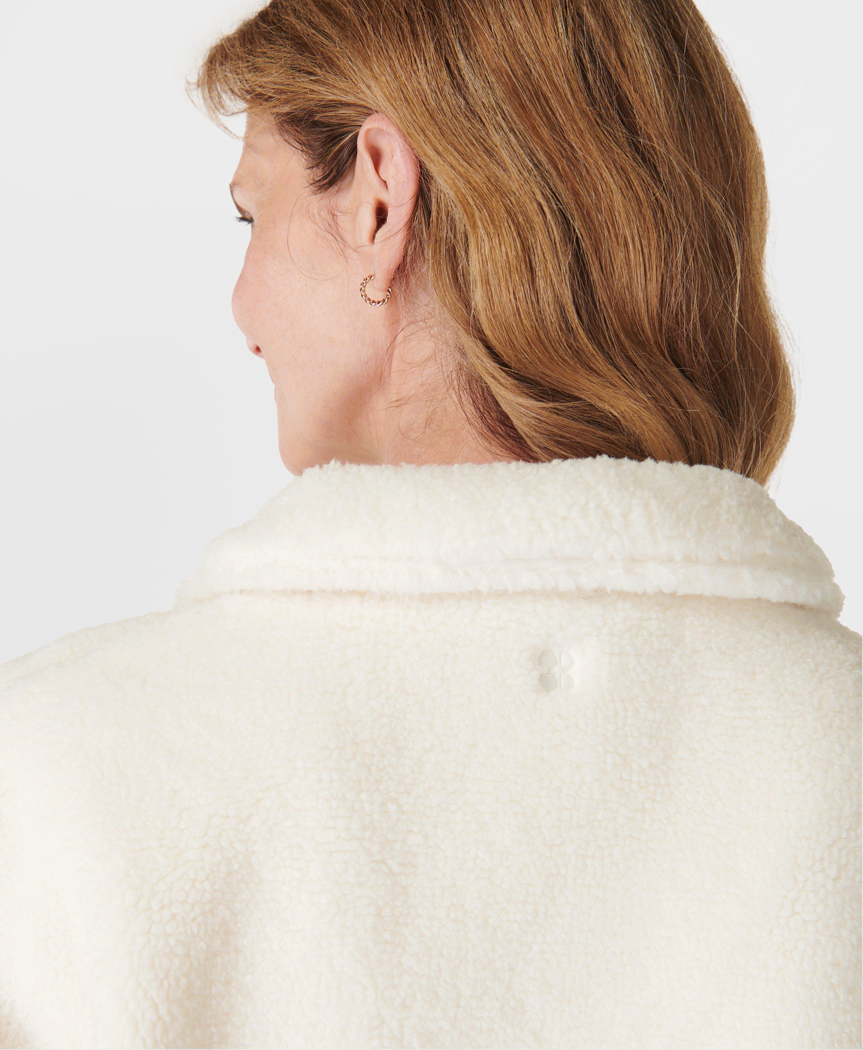 Plush Fleece Textured Half Zip - Studio White, Women's Jumpers + Hoodies