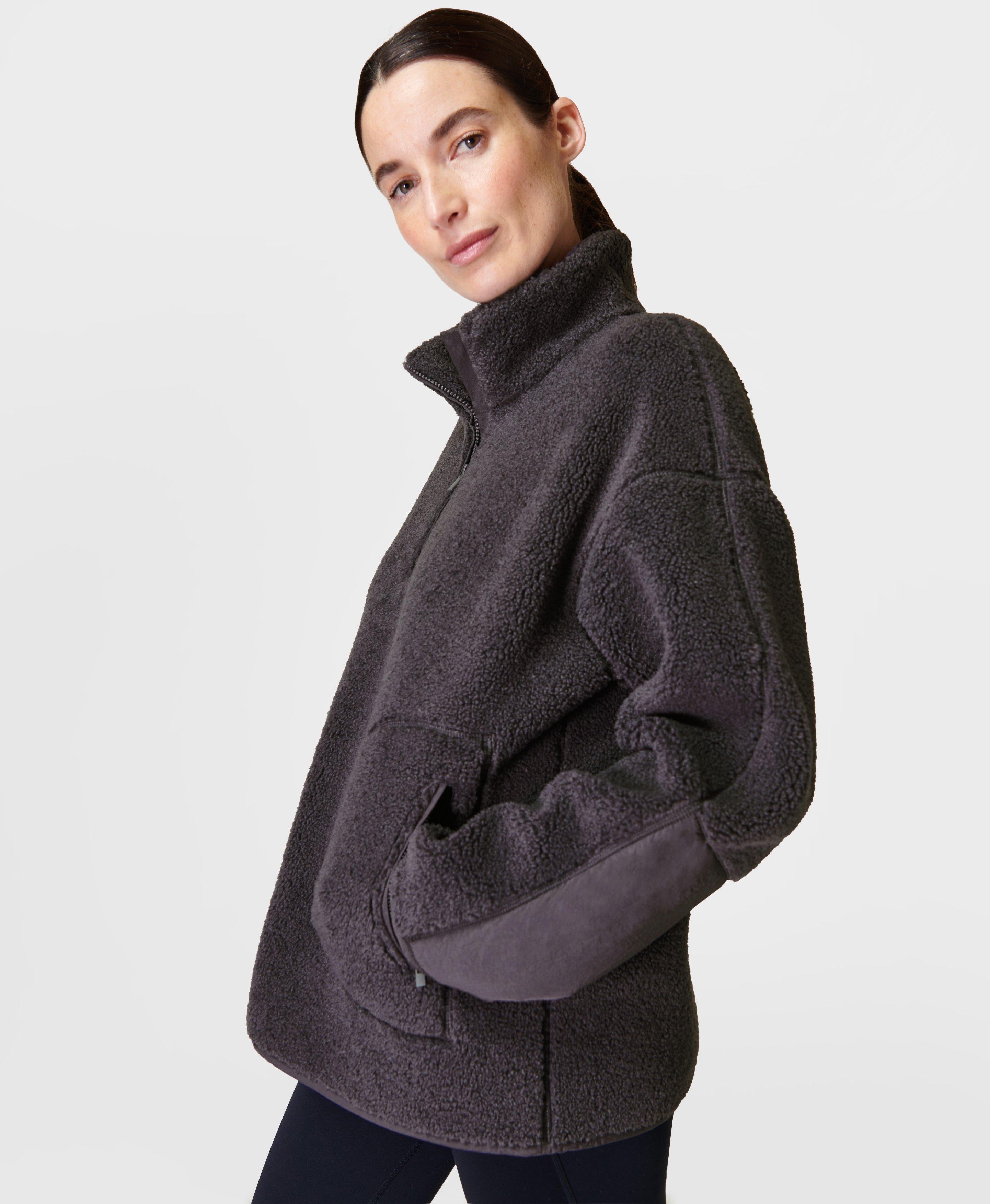 Ultra Plush Sherpa Fleece Shawl Zip Pullover