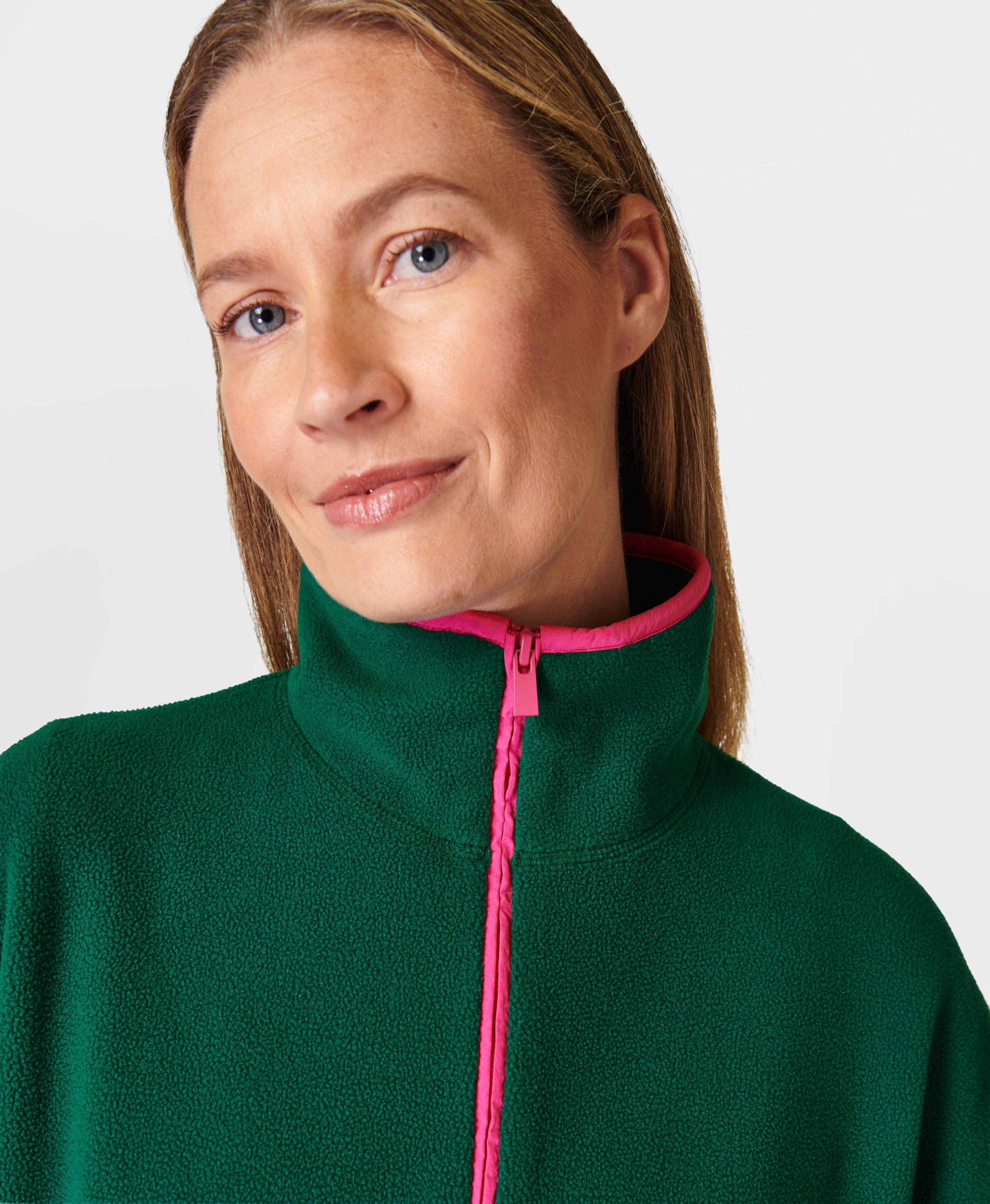 Mallow Fleece Half Zip Pullover Retro Green Women s Jumpers