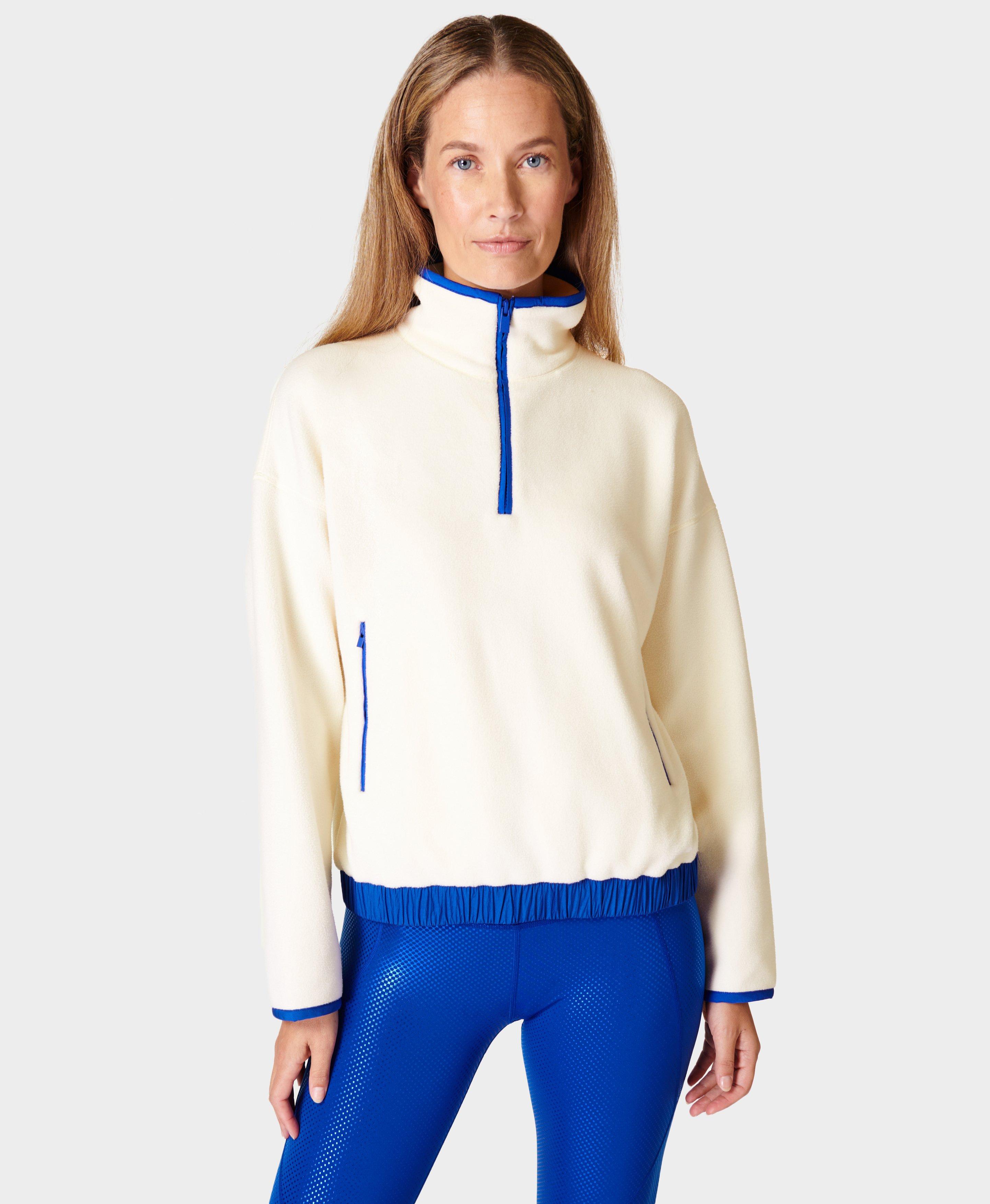 Mallow Fleece Half Zip Pullover - Studio White, Women's Sweaters + Hoodies