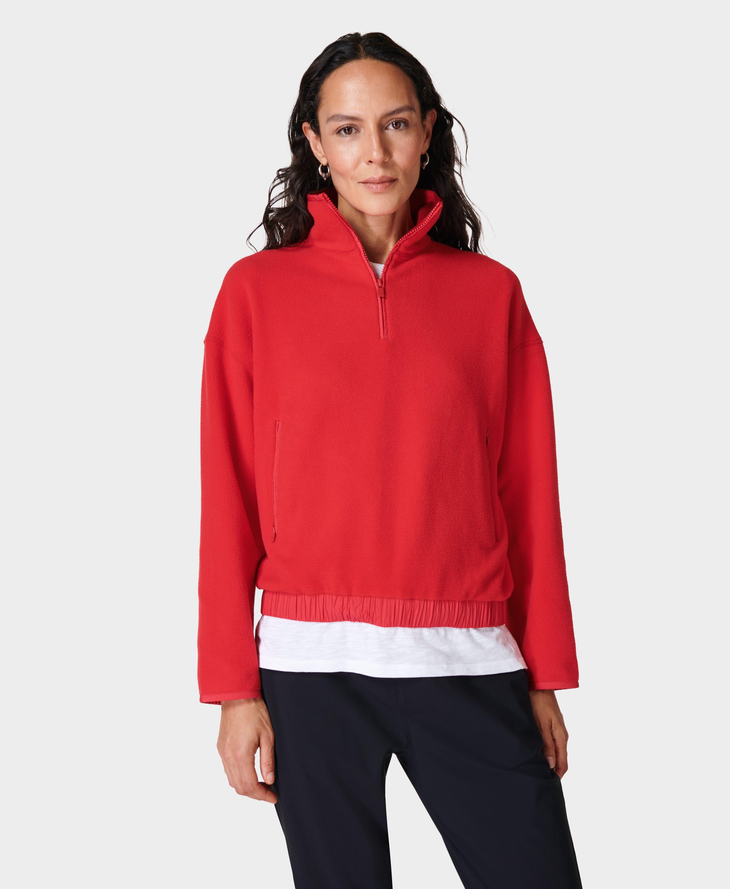 Red half zip online sweater