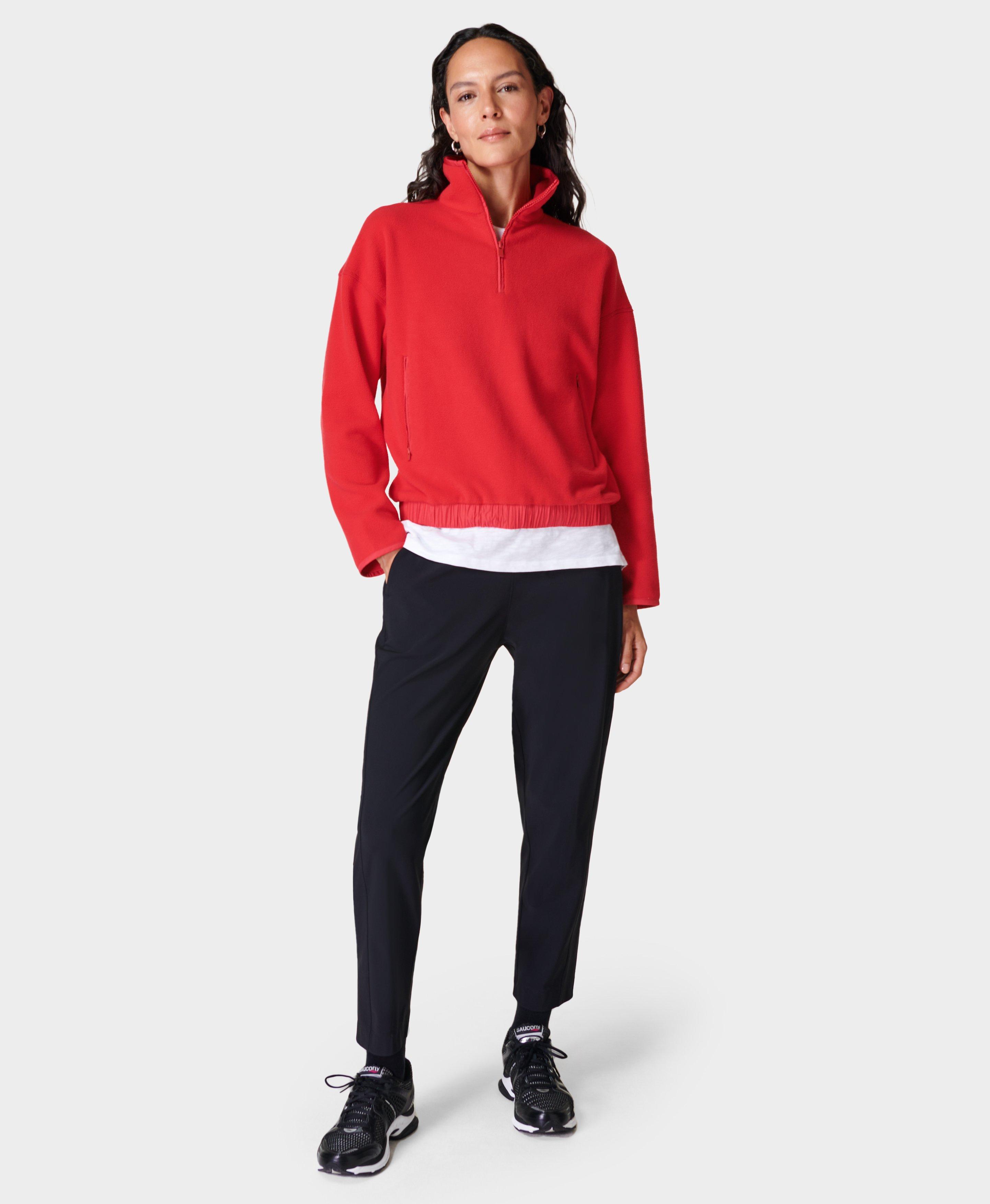 Mallow Fleece Half Zip Pullover - Vivid Red