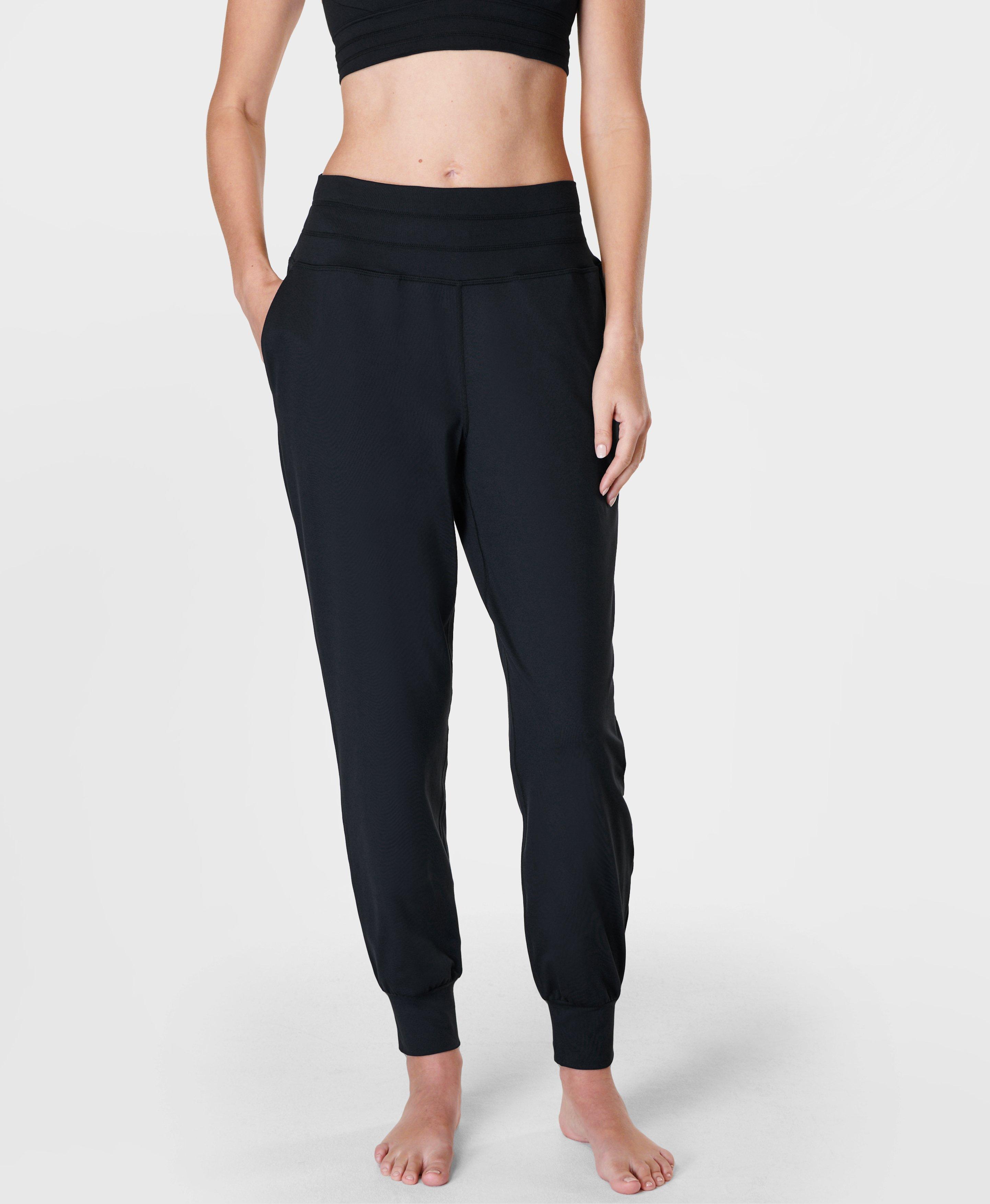 High Waisted Active Pants Women's High Waist Tapered s High Waisted s Pants  Stretch Comfy Lounge Pants with Pockets, Black, Small : :  Clothing, Shoes & Accessories