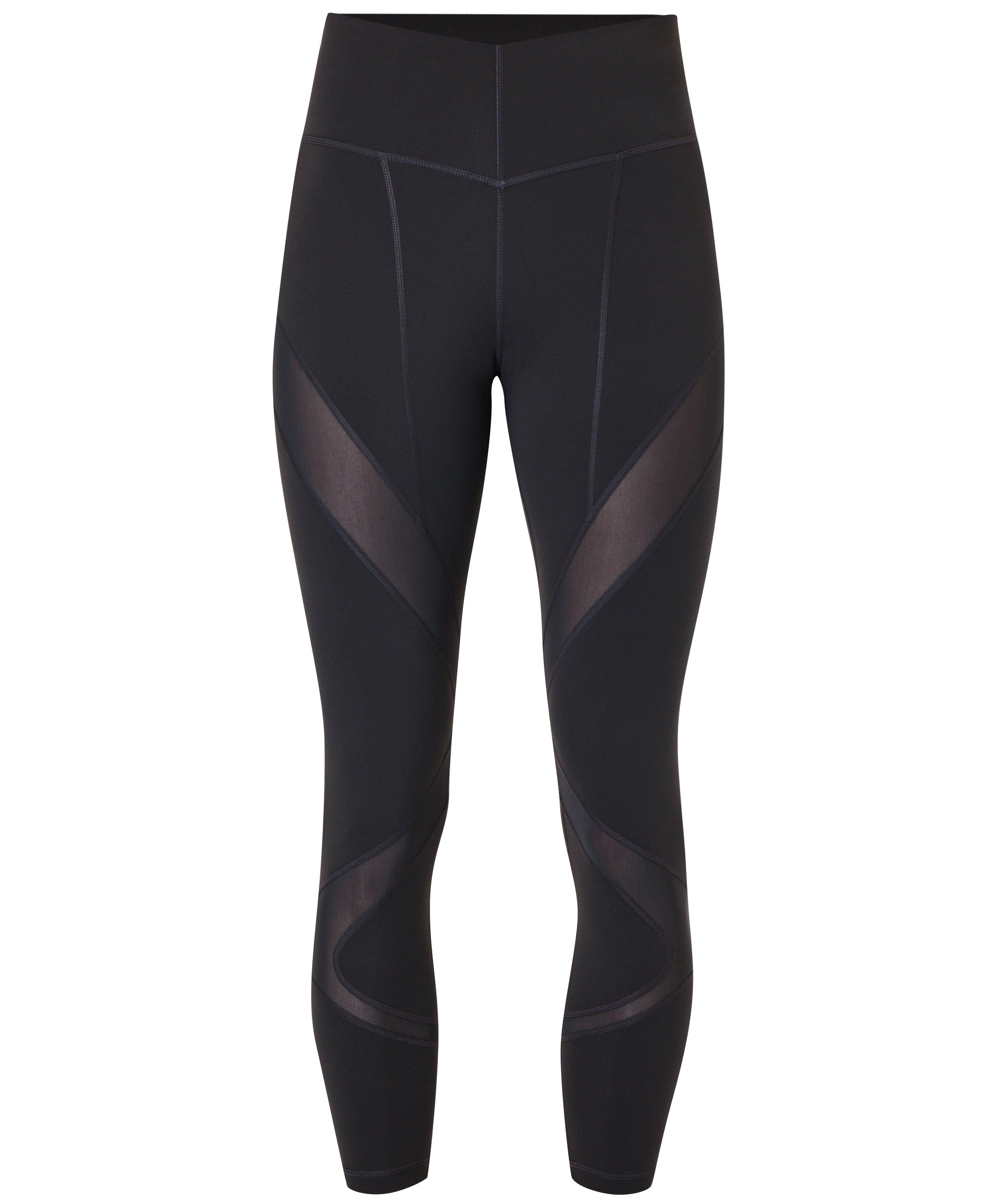 Power Illusion Mesh 7/8 Workout Leggings - Dark Grey