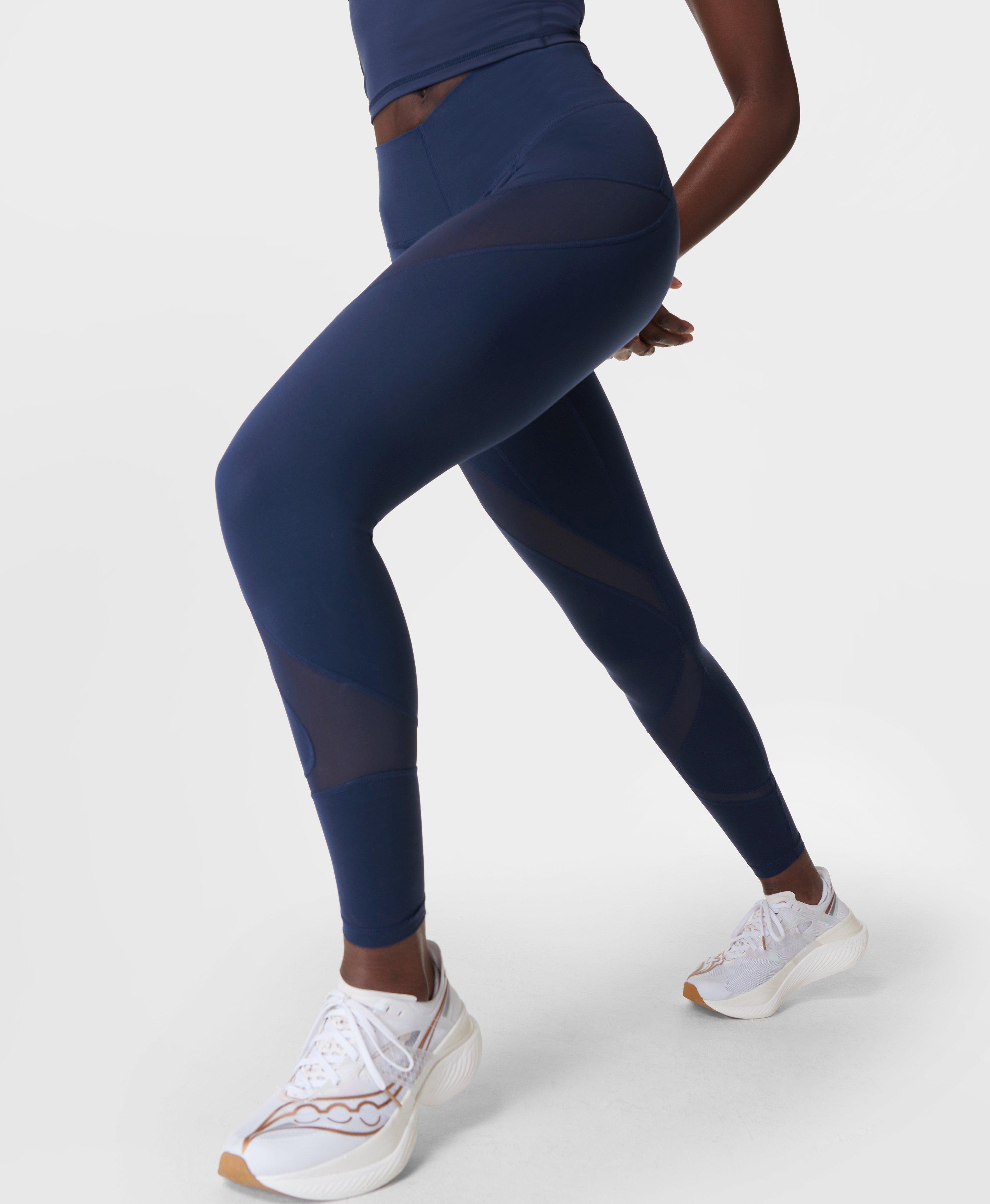 Super Soft Ribbed Yoga Leggings - Navy Blue