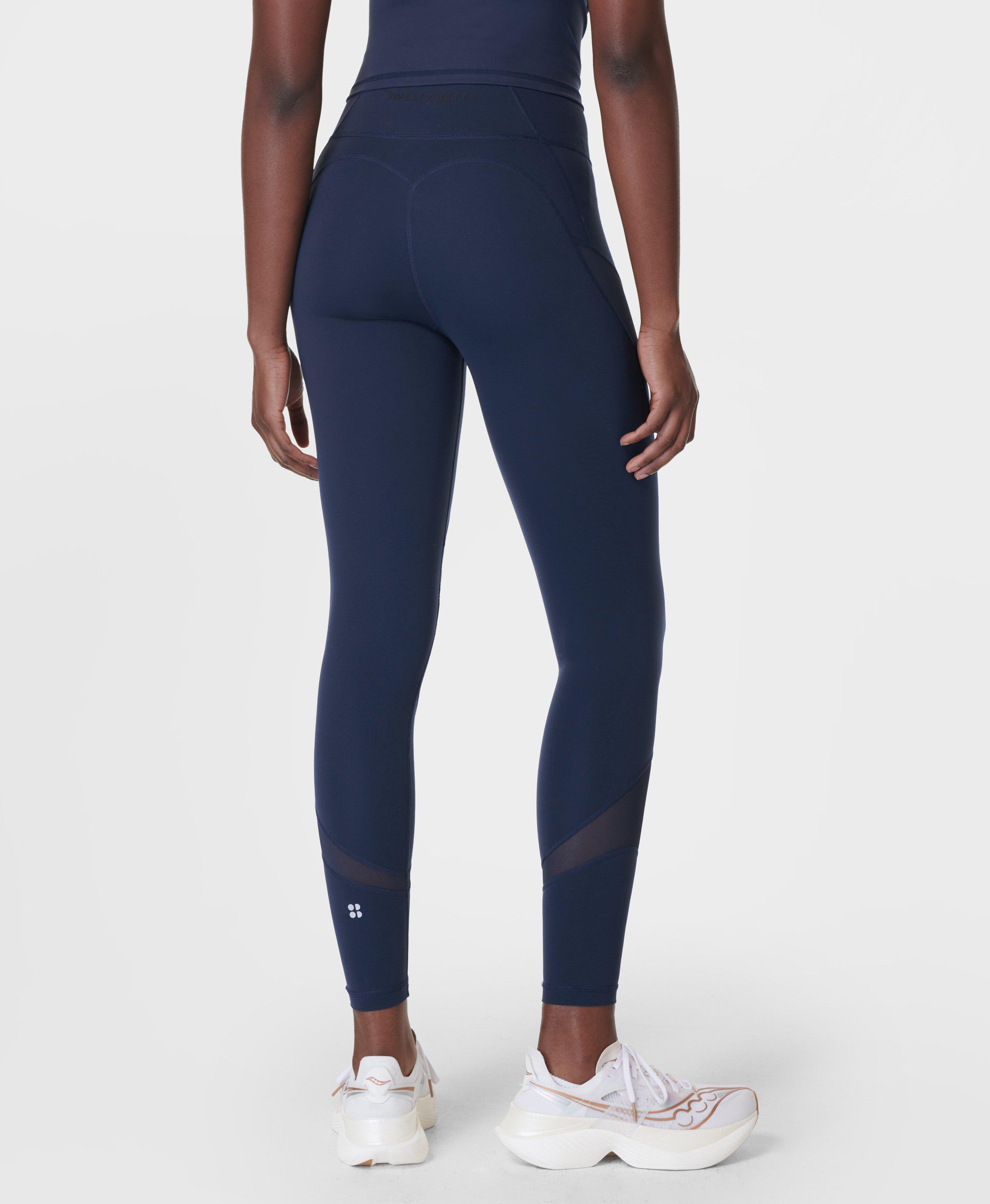 Power Illusion Mesh 7/8 Workout Leggings - Navy Blue, Women's Leggings