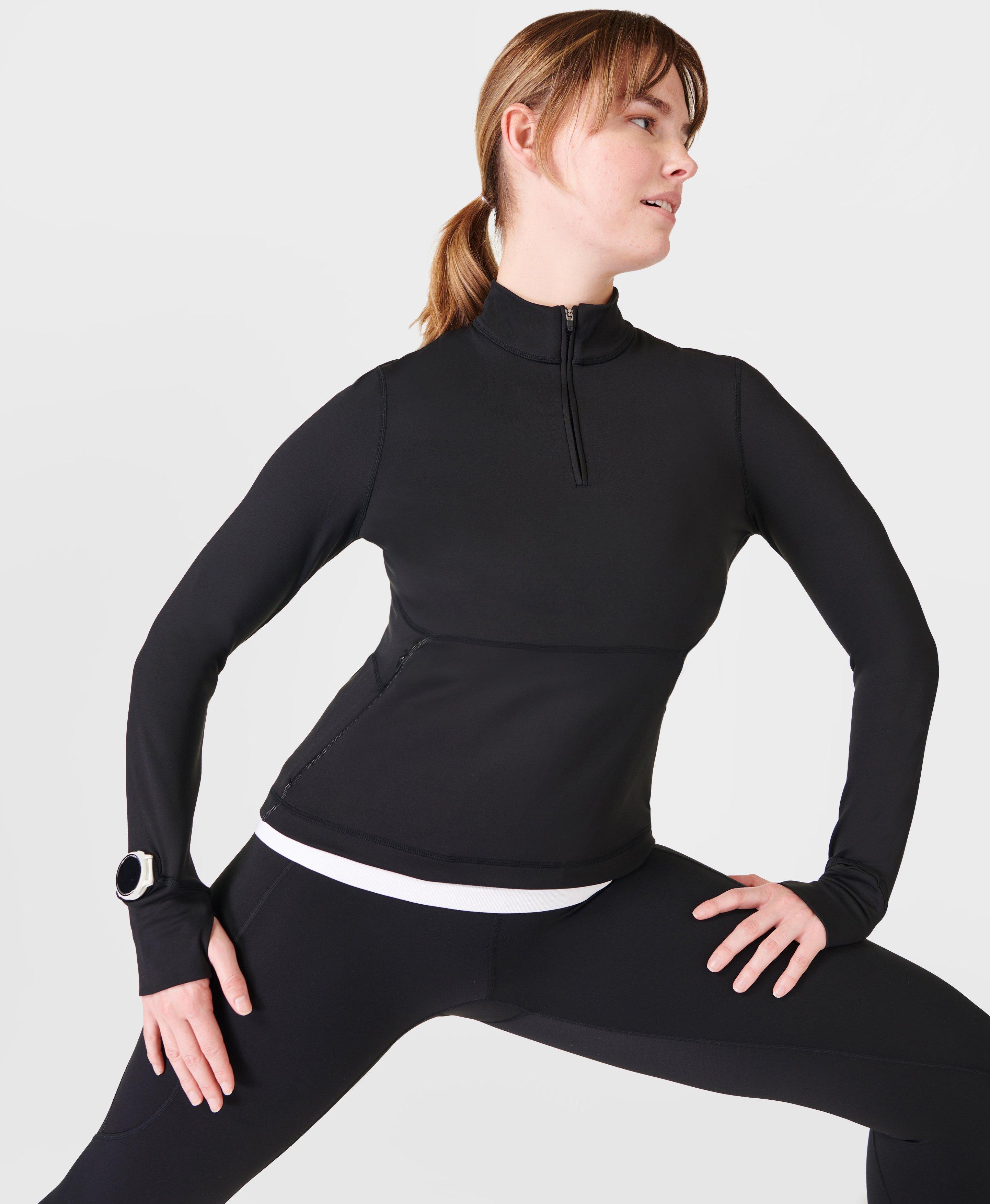 Sweaty Betty Therma Boost Half Zip Running Top in Black