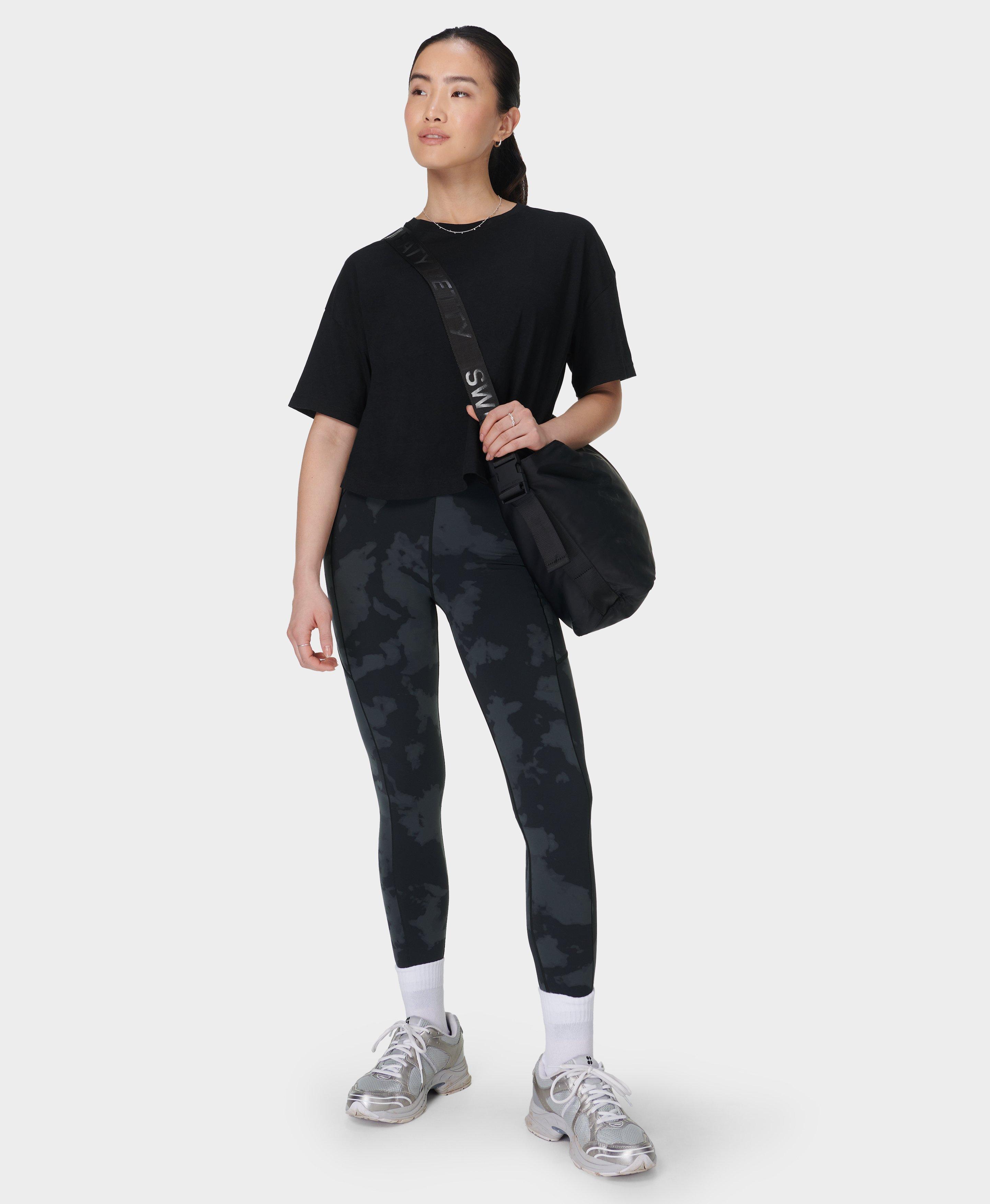 Sweaty Betty Essential Short Sleeve Cropped T-Shirt, Black, Women's XL