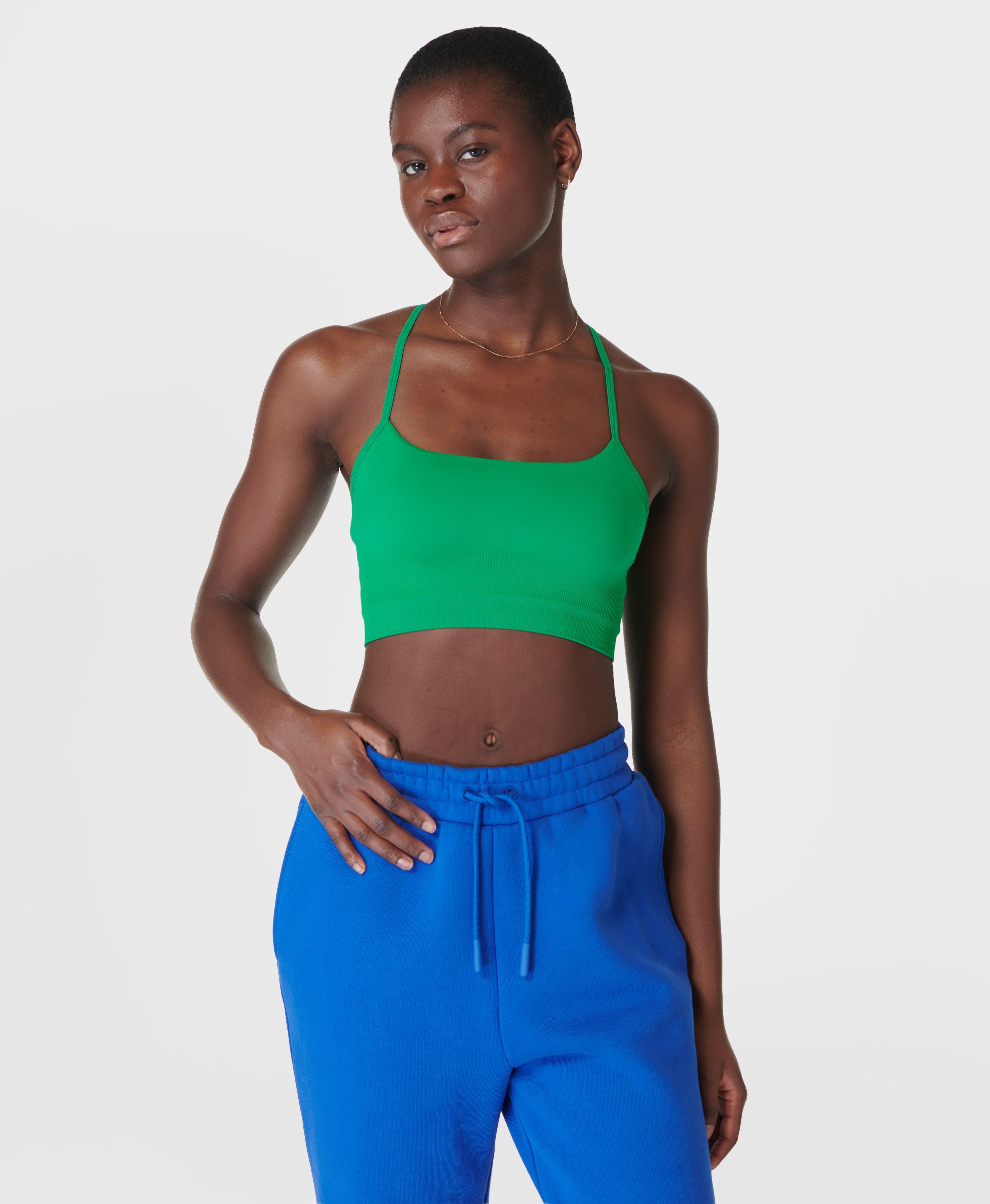 Green Staying Dry Yoga Sports Bras.