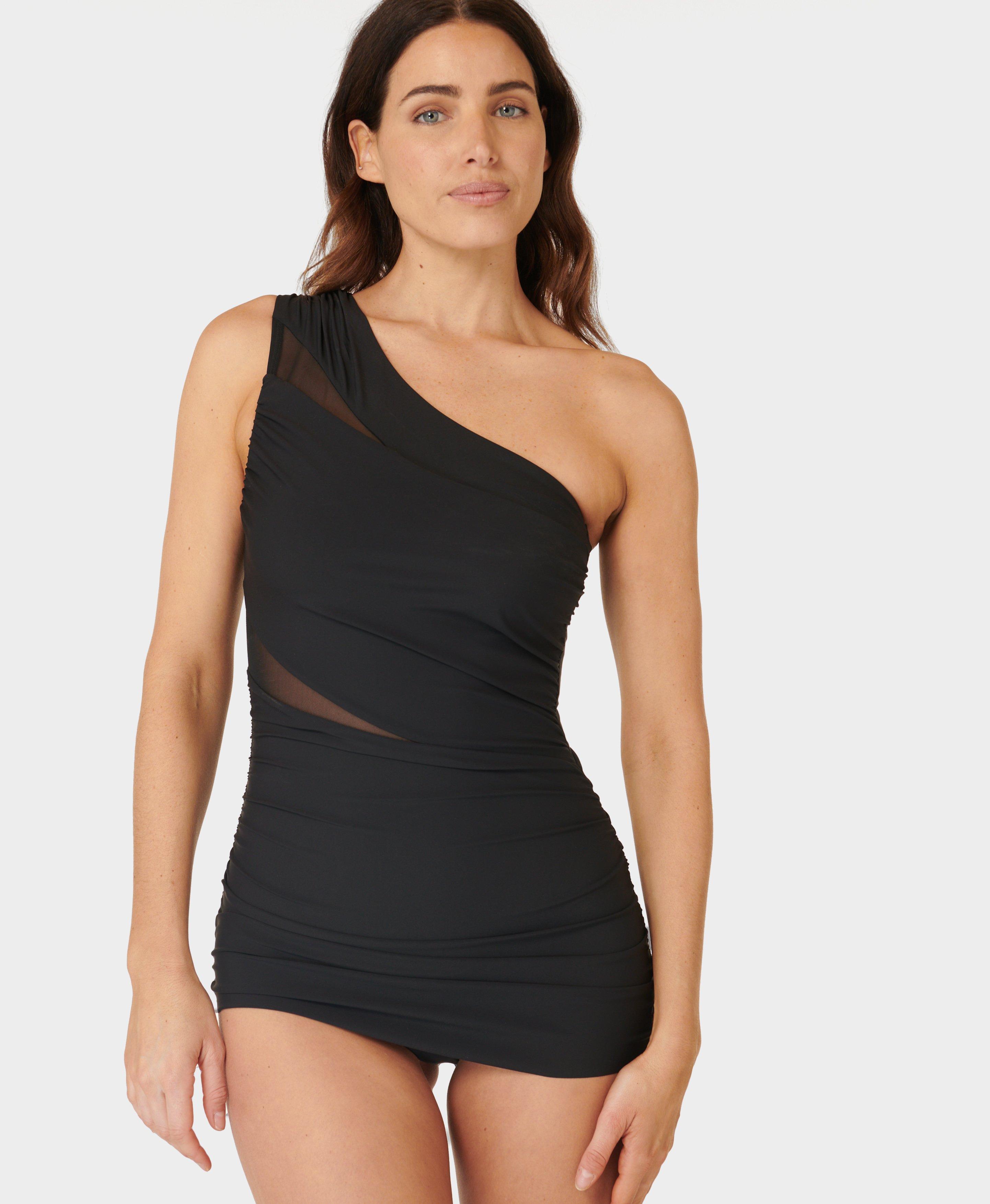 Santorini Xtra Life Asymmetric Sculpting Swimsuit - Black, Women's  Swimsuits & Bikinis