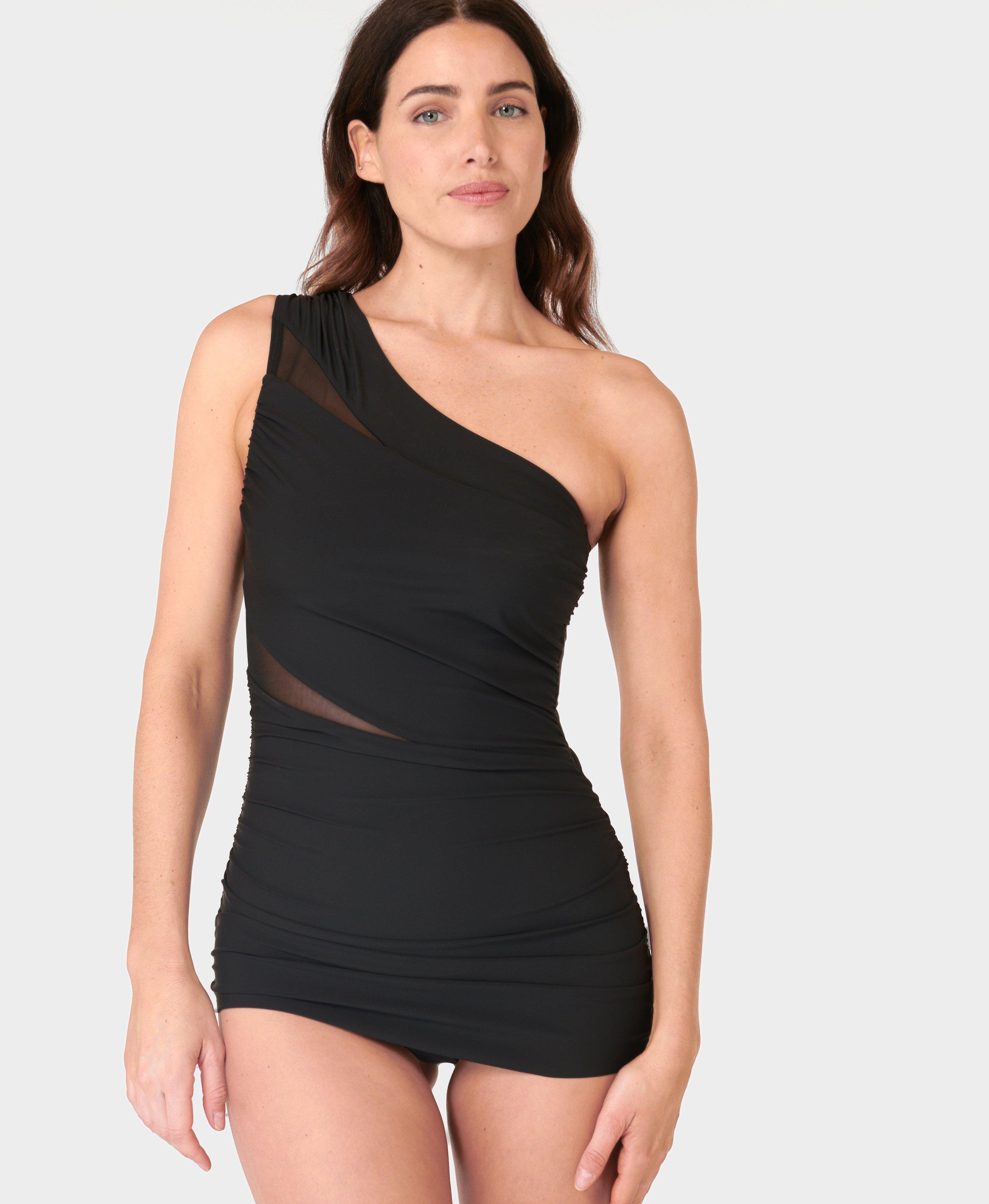 Santorini Xtra Life Asymmetric Sculpting Swimsuit - Black, Women's  Swimsuits & Bikinis