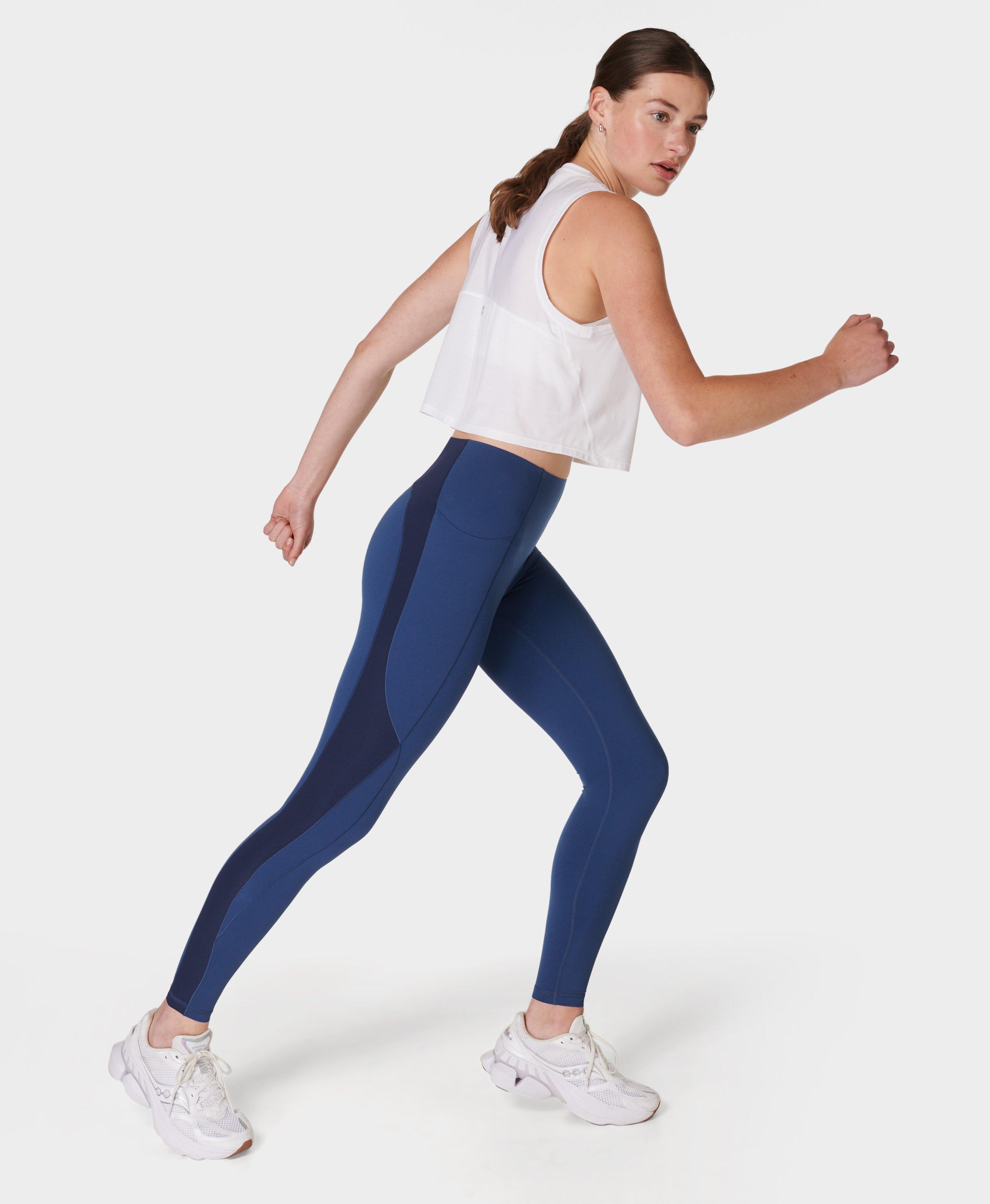 Sweaty Betty Blue Power Texture UltraSculpt High Waisted Gym Leggings small Womens