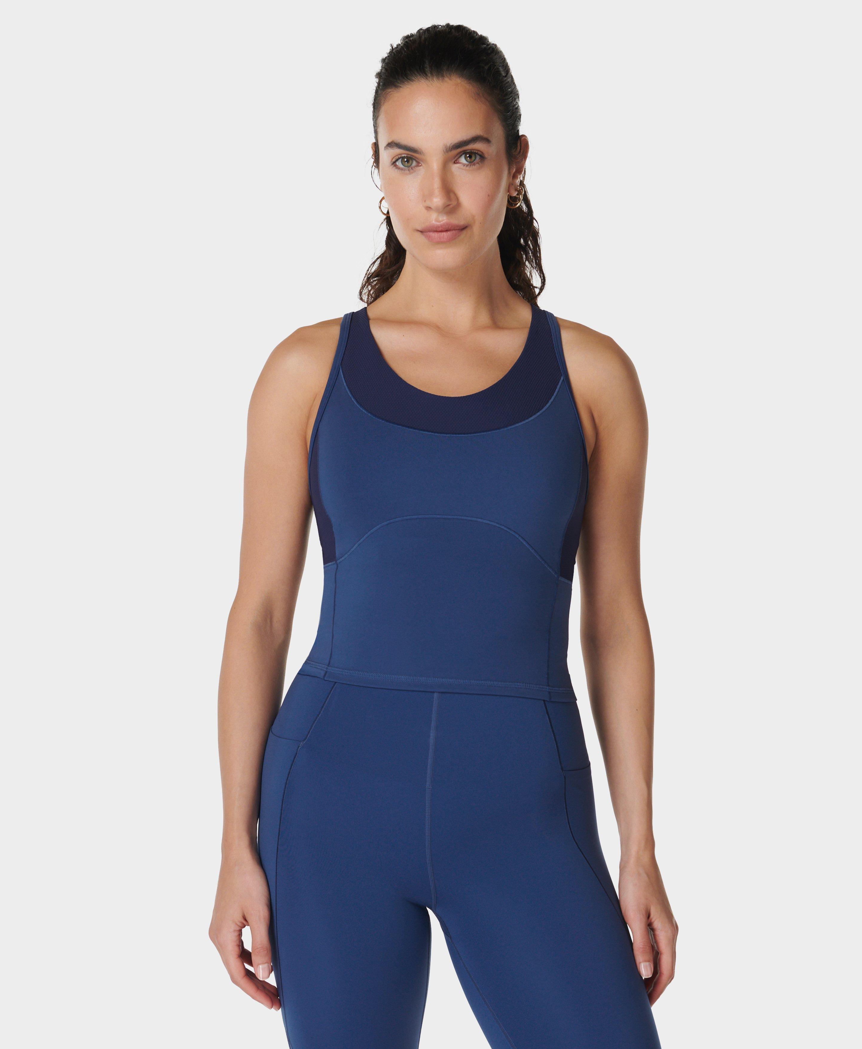 Power Texture Medium Impact Gym Vest Flux Blue Women s Vests Sweaty Betty