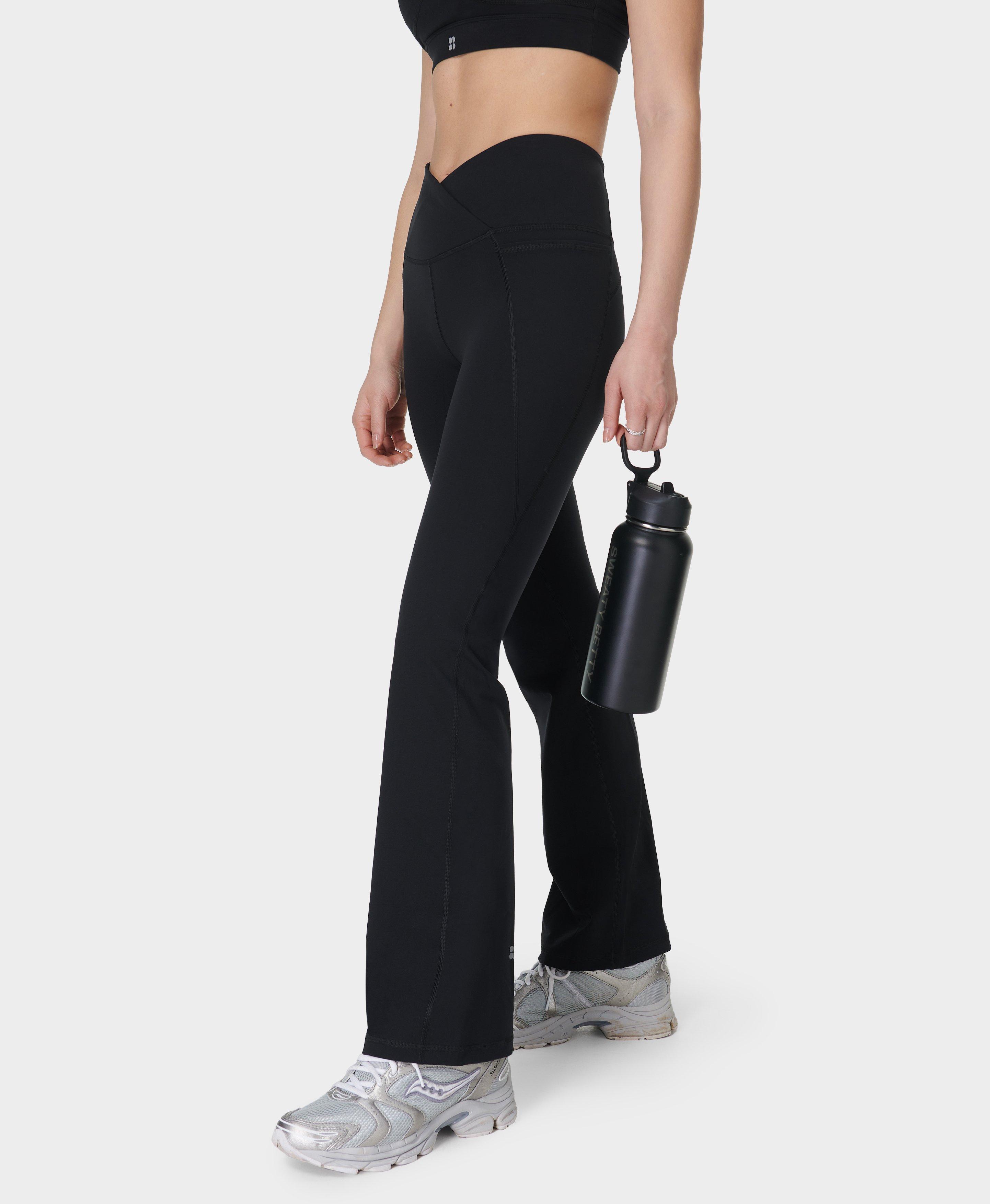 Sweaty Betty Power Wrap Waist Gym Flared Leggings, Black, Women's S