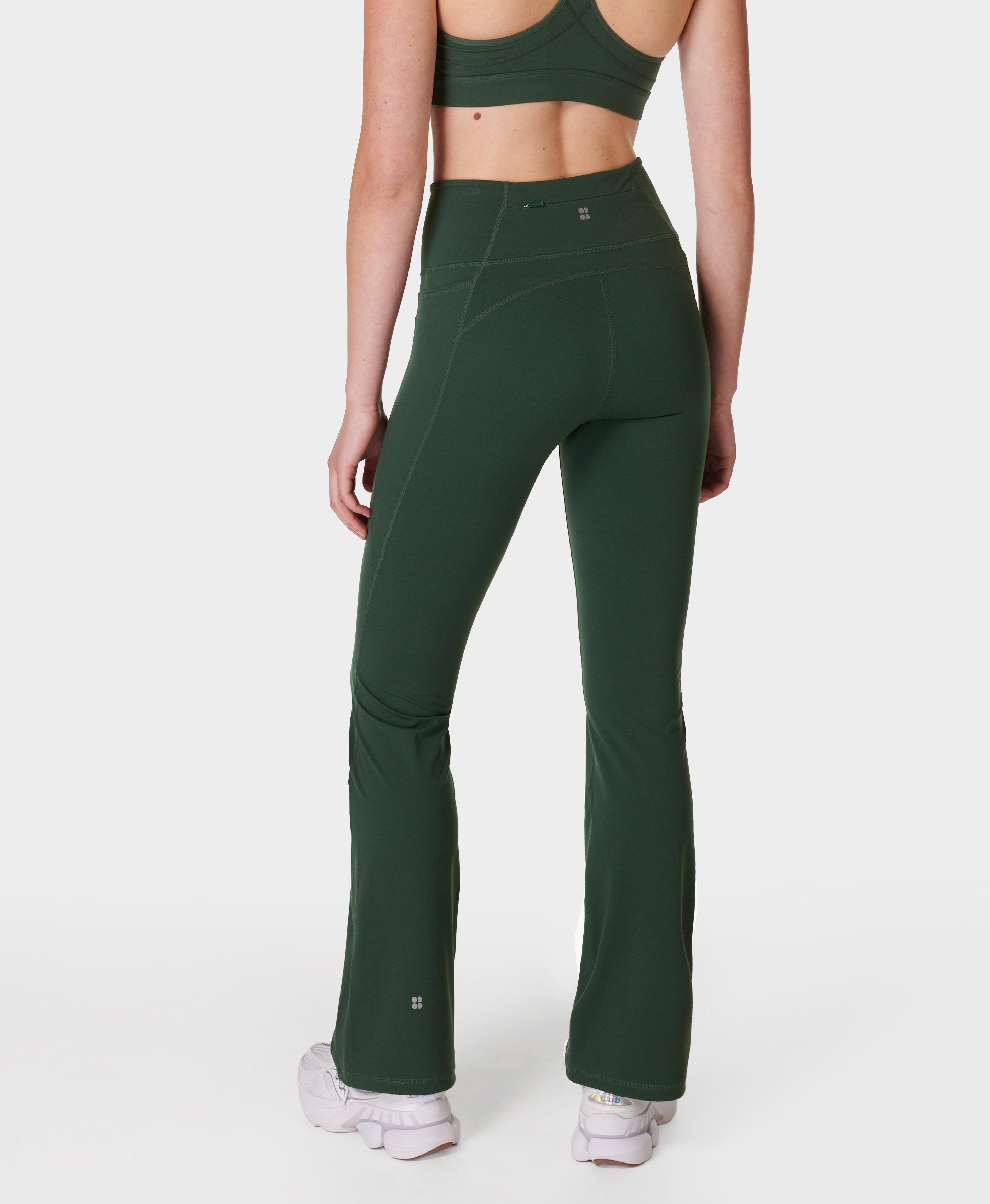 Power Bootcut Wrap Waist Workout Pants Trek Green Women s Pants Sweaty Betty