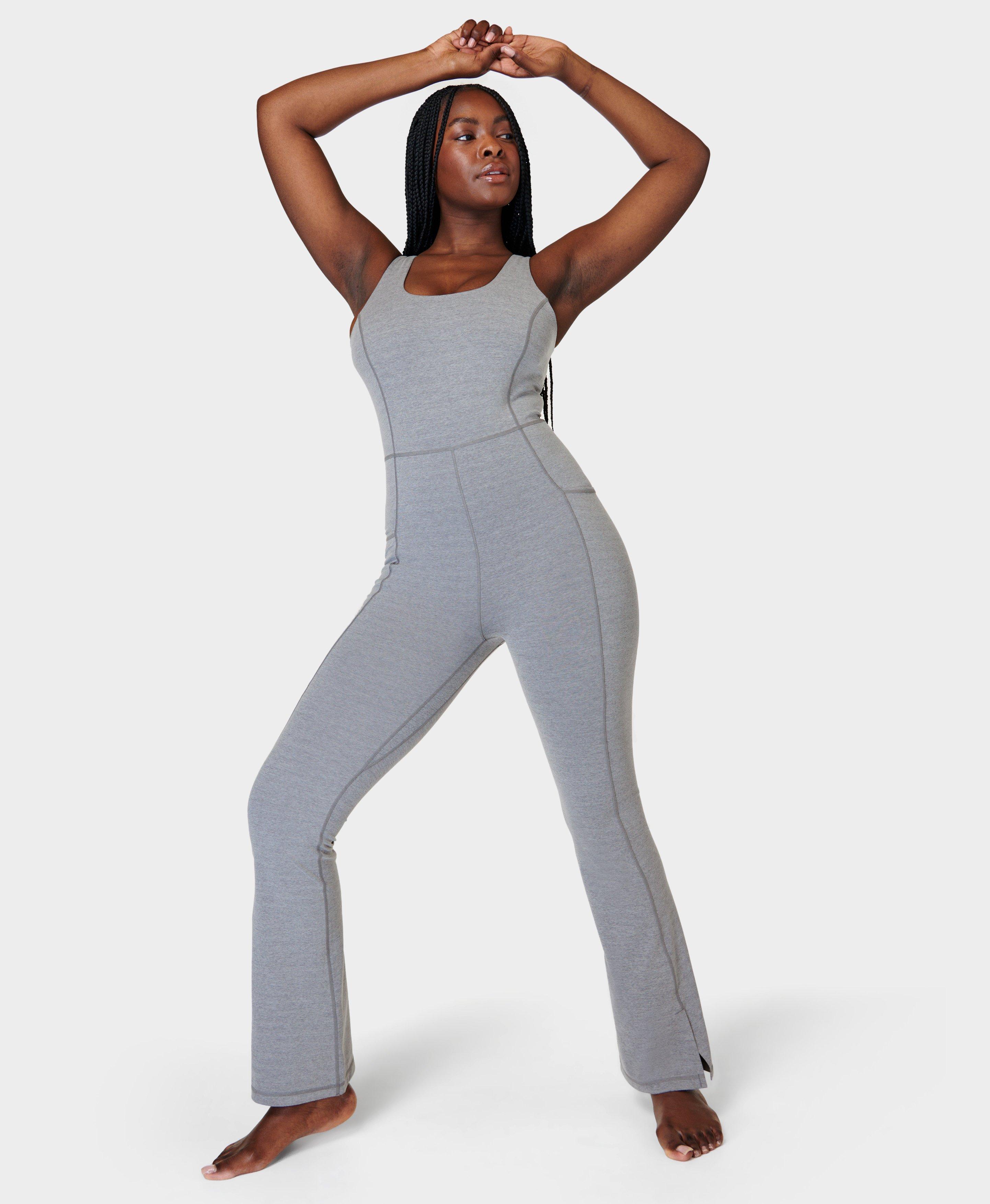Super Soft Flare Jumpsuit - Medium Grey Marl, Women's Dresses and Jumpsuits