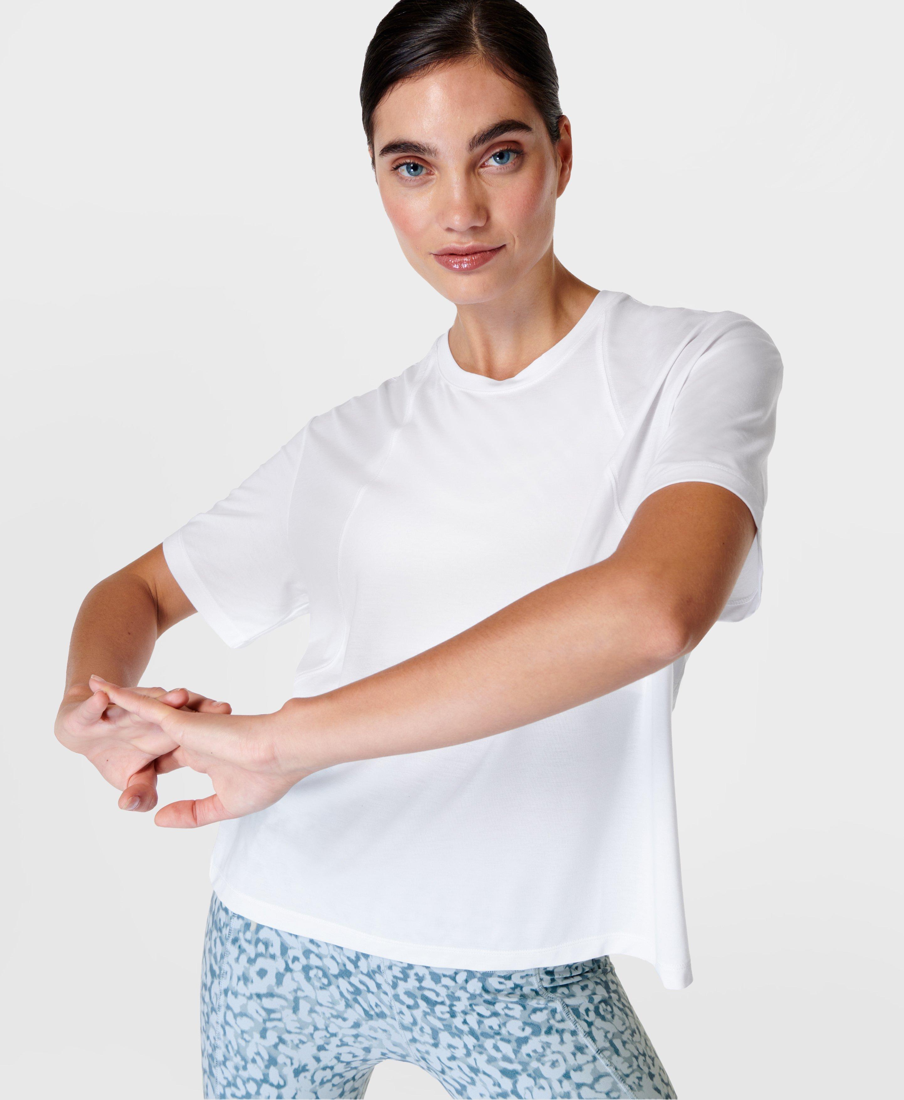 Soft Flow Studio T-Shirt - White | Women's T-Shirts | Sweaty Betty