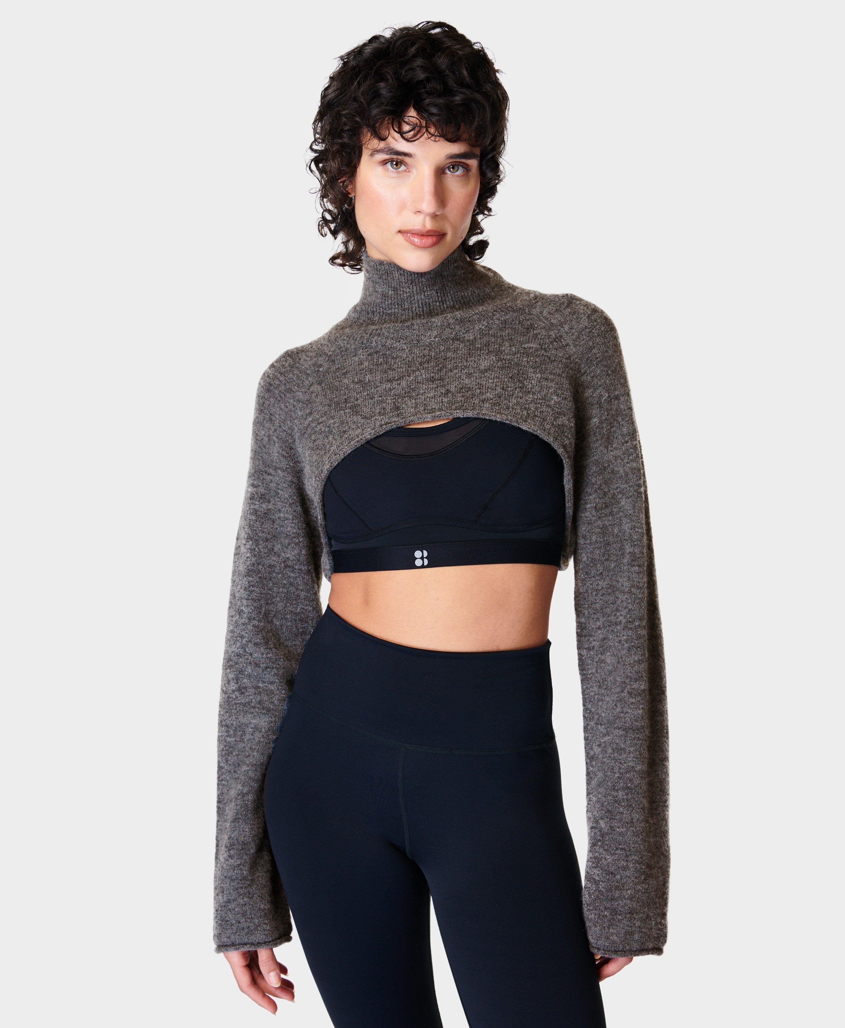 Charcoal Cut Out Cropped Hoodie, Tops