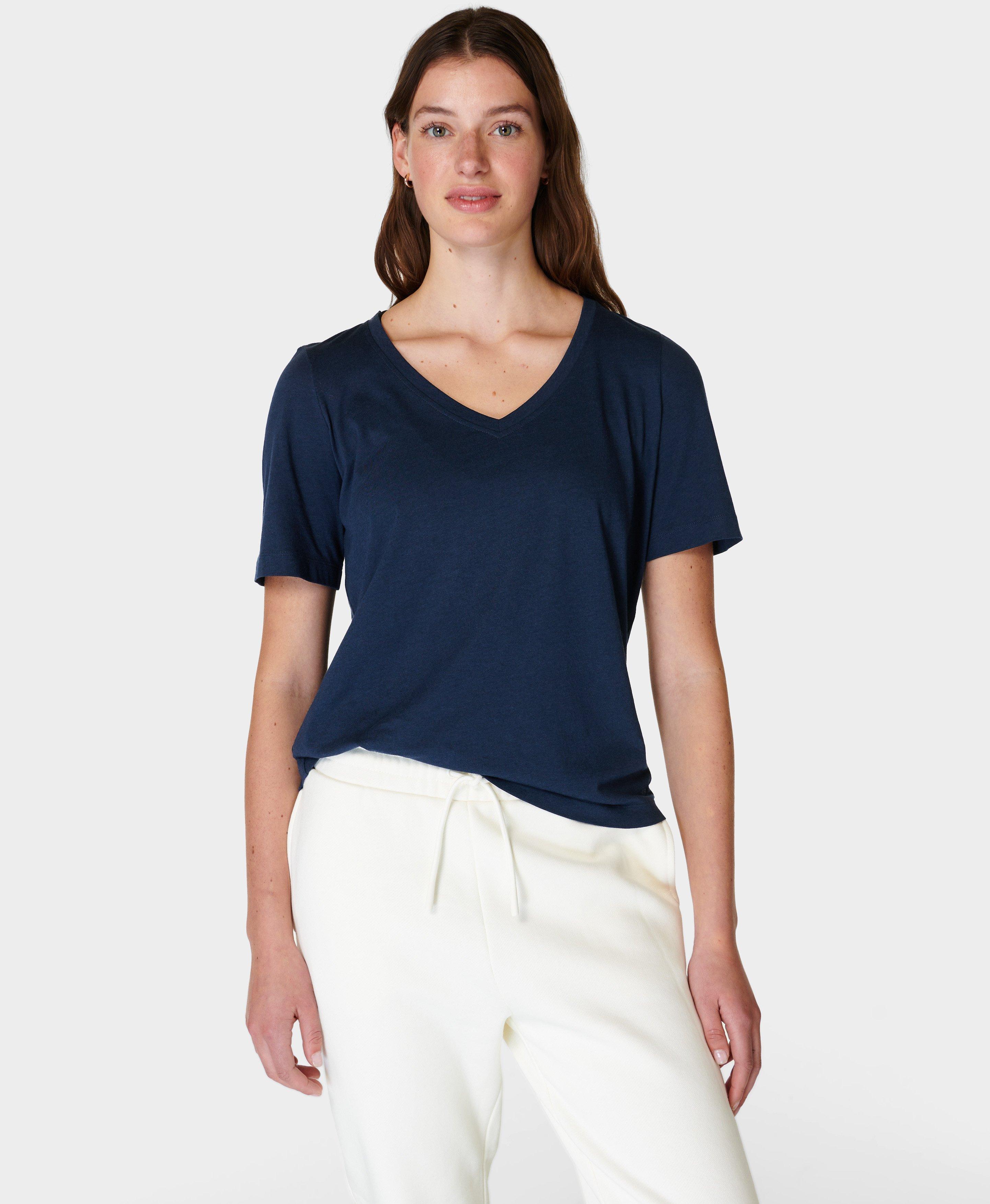 Sweaty Betty Essential V Neck T Shirt Sb9688 Navy Blue Navy Blue L