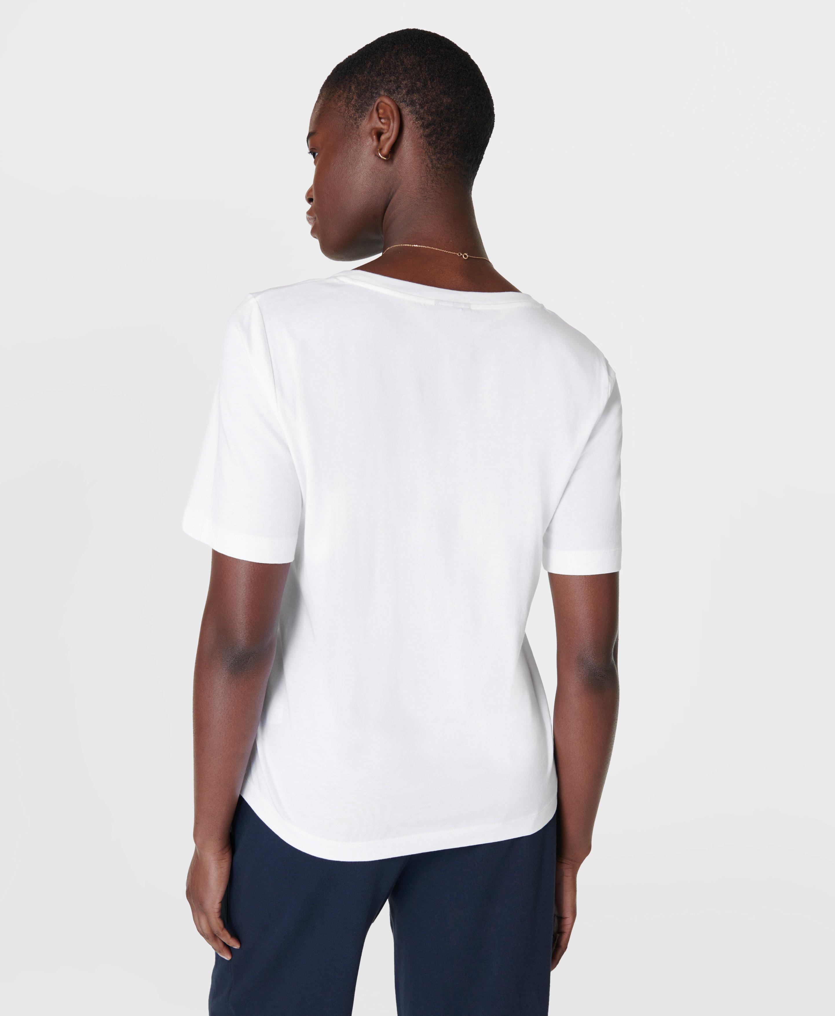 Essential V-Neck Tee - White, Women's T-Shirts