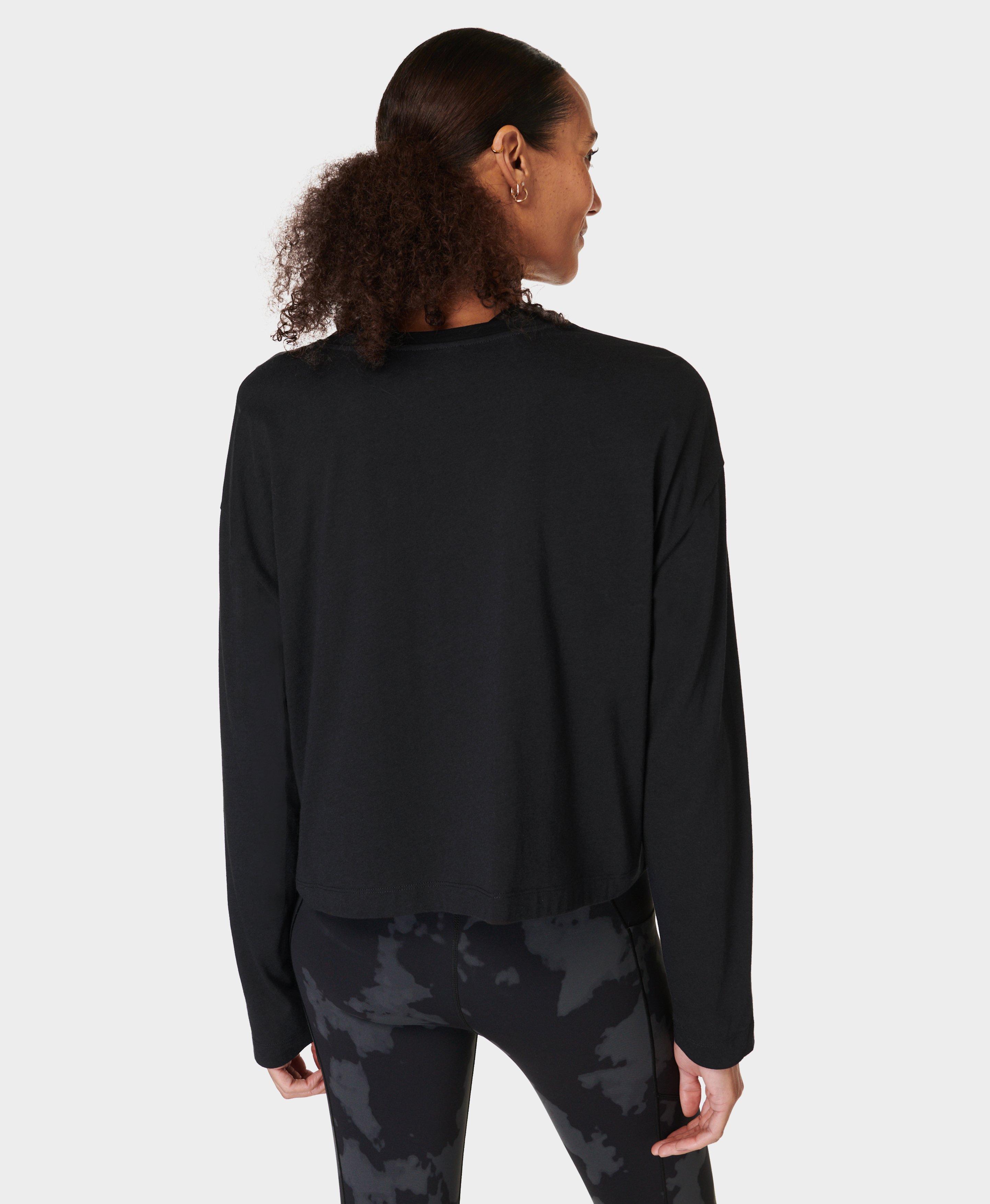 Essential Long Sleeve Zip-Up Top - Black