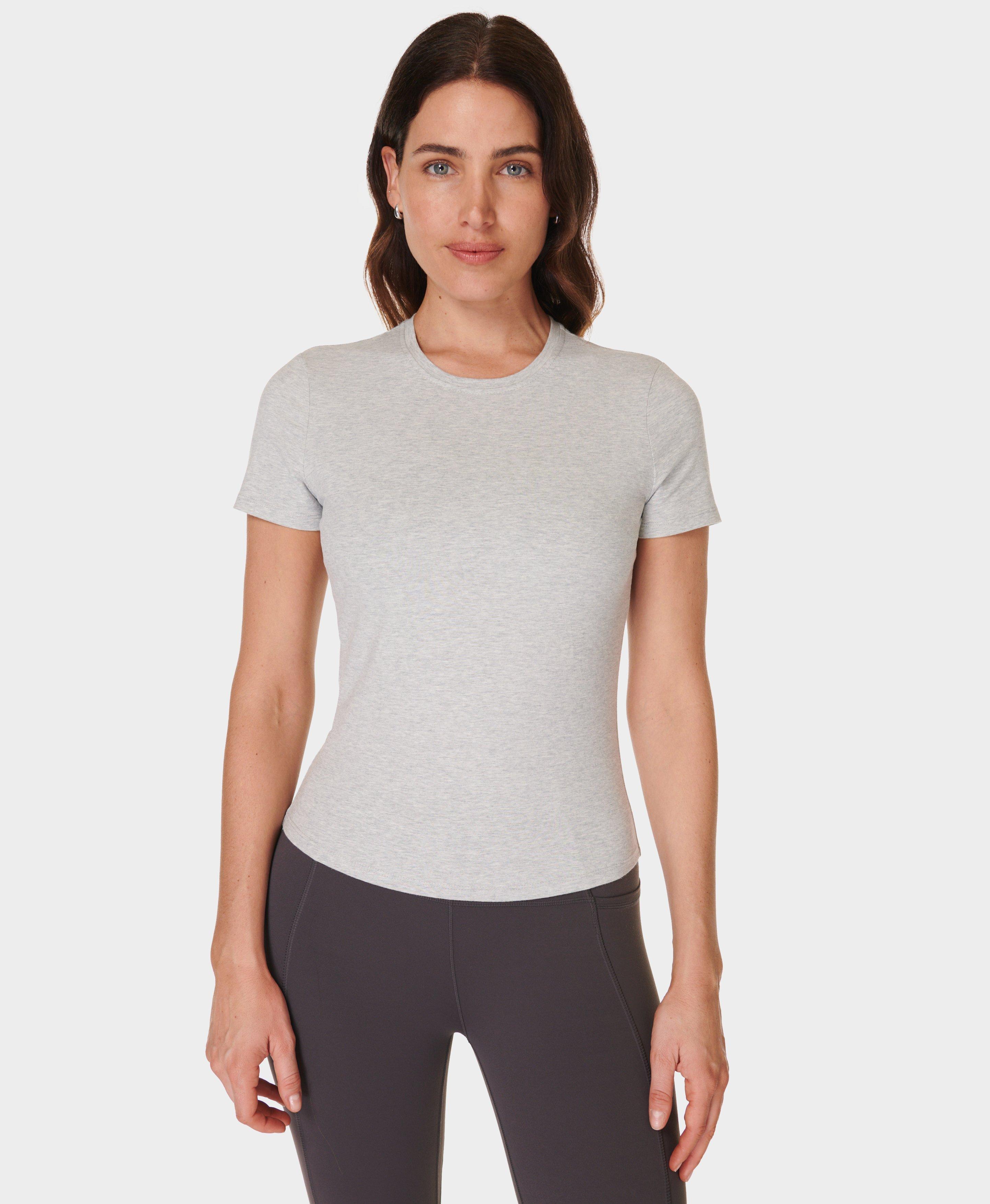 Essential Sculpt Short Sleeve Top - Light Grey Marl