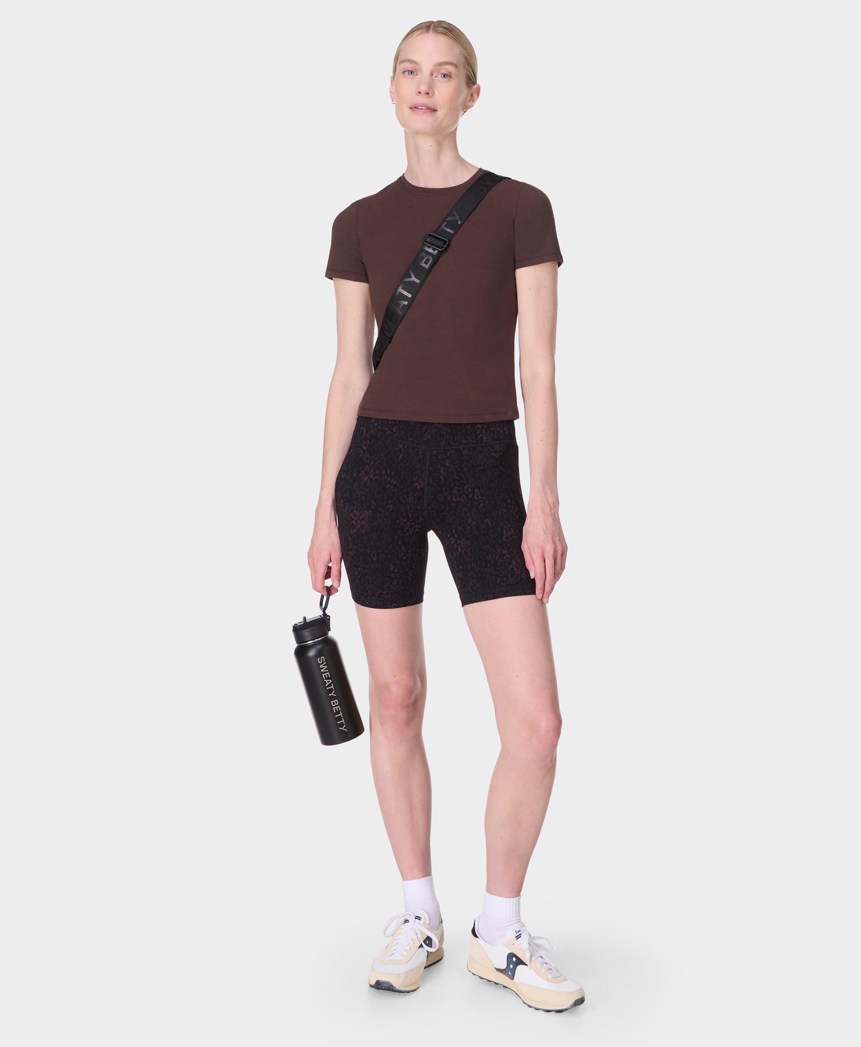 Sweaty Betty Essential Sculpt Short Sleeve Top, Brown, Women's XS