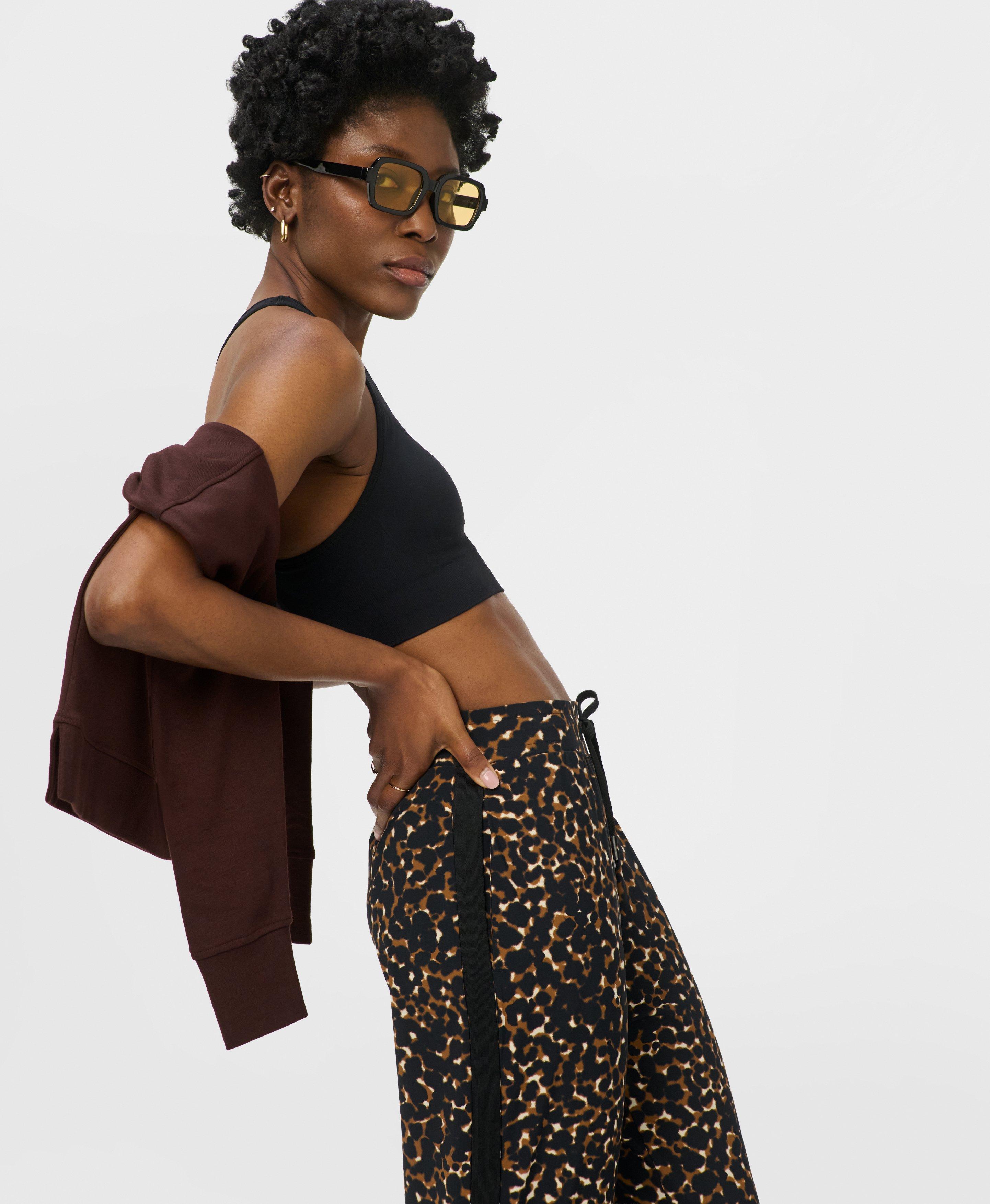 PITTZZ PANTS ペイント Explorer Side Stripe Pants - Brown Offbeat Animal Print | Women's