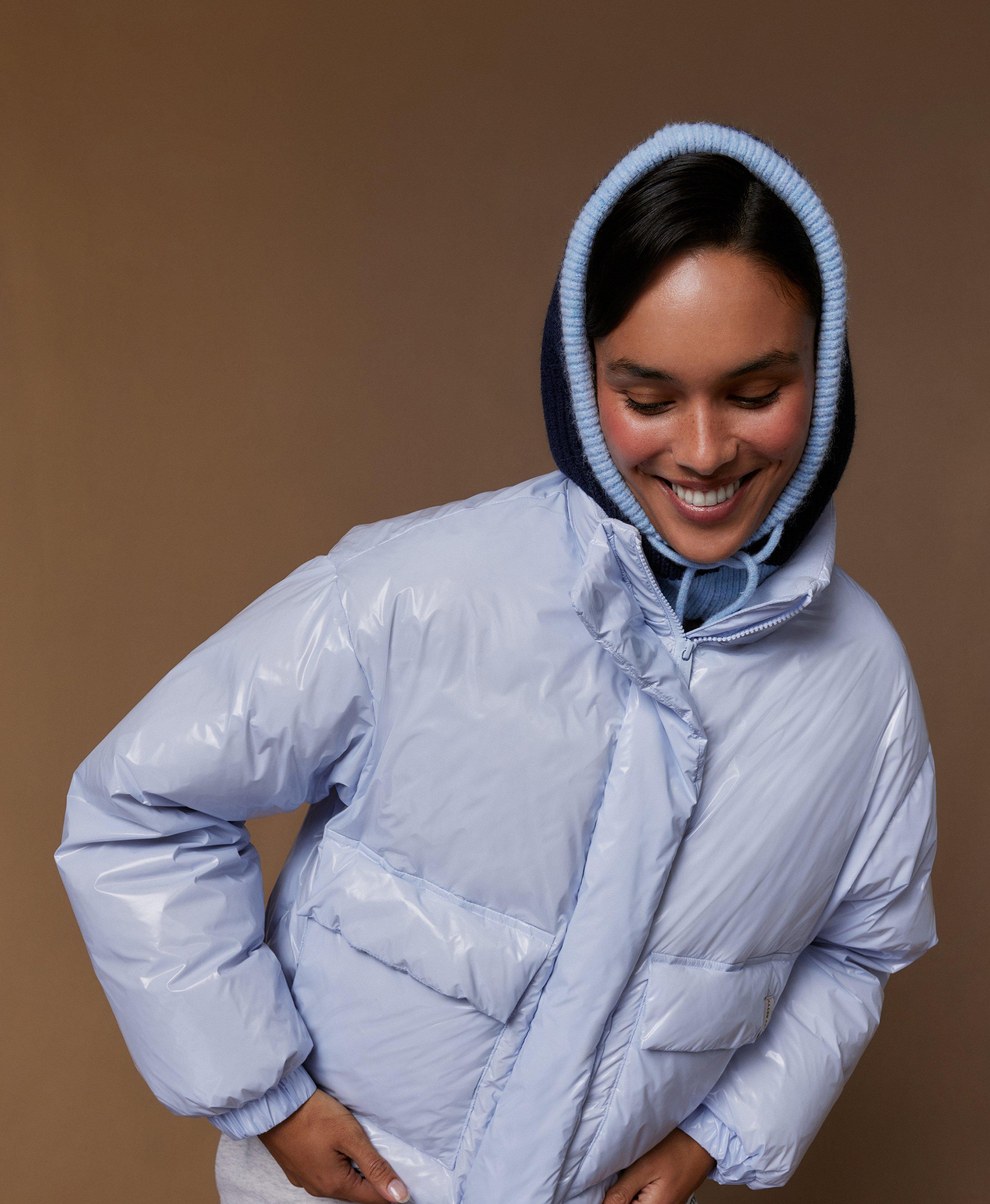 Ladies high shine puffer jacket deals