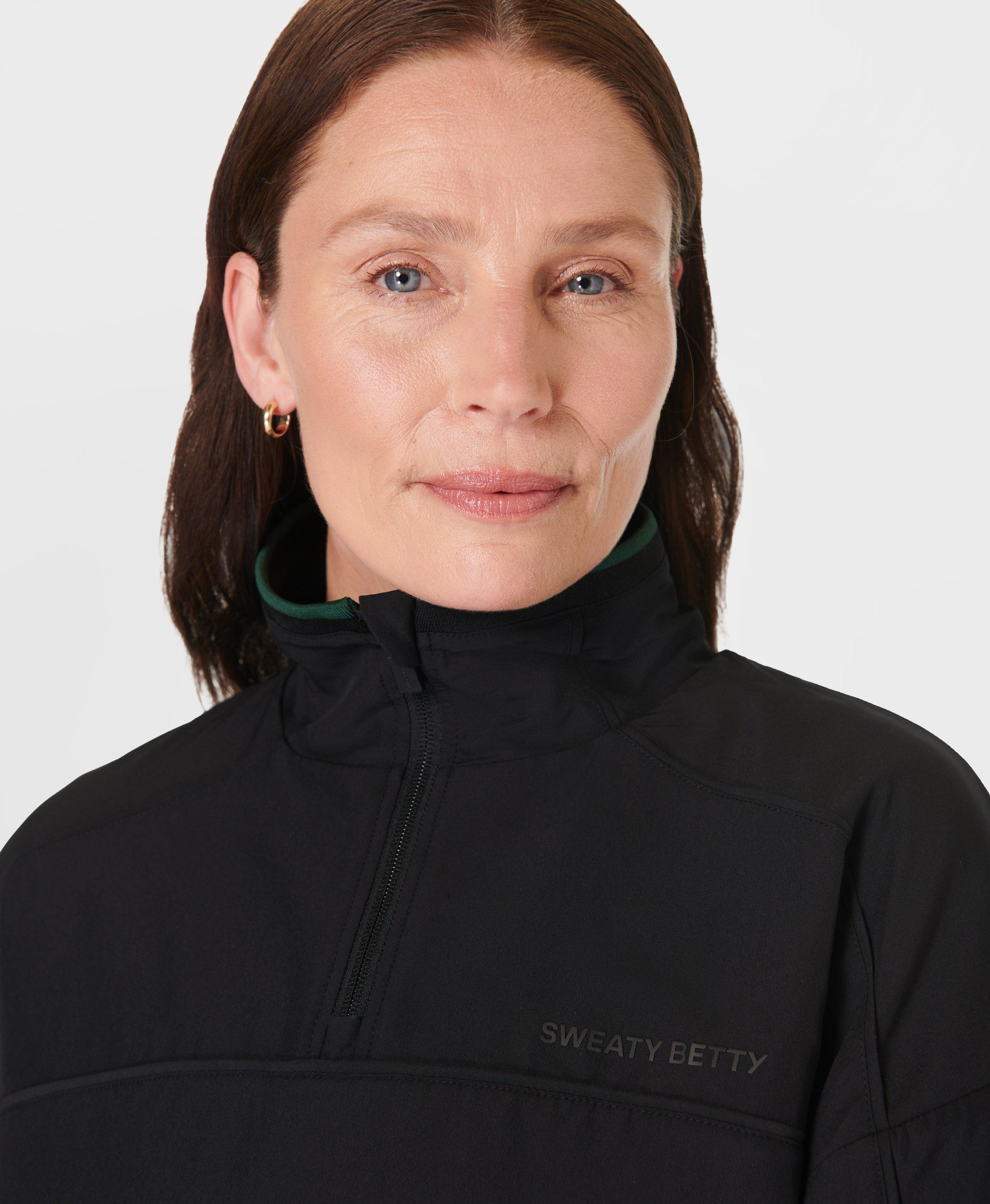 Warm Up Performance Fleece Lined Half Zip Black Women s Jackets Coats Sweaty Betty