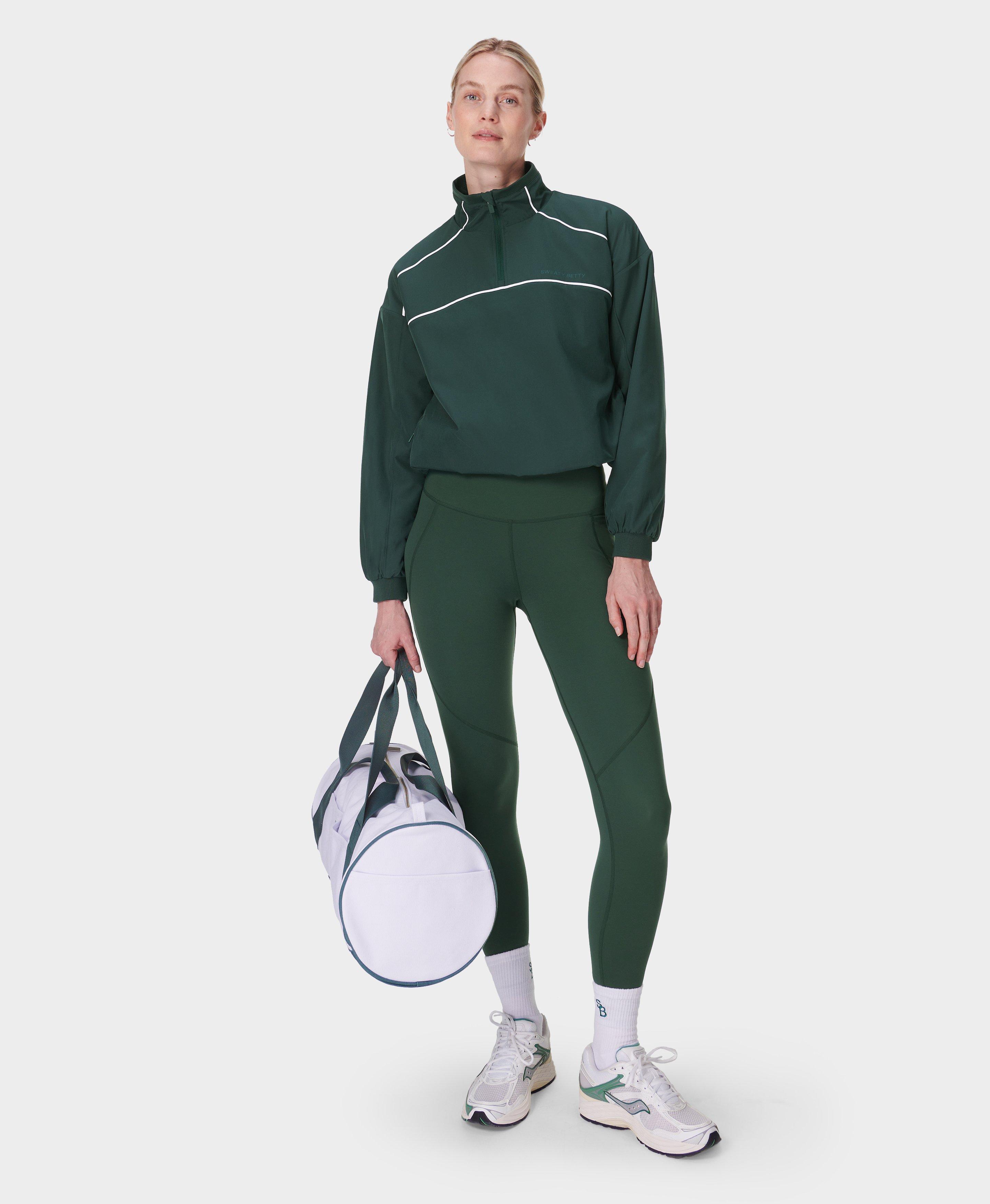 Sweaty Betty Warm Up Performance Fleece Lined Half Zip, Green, Women's M