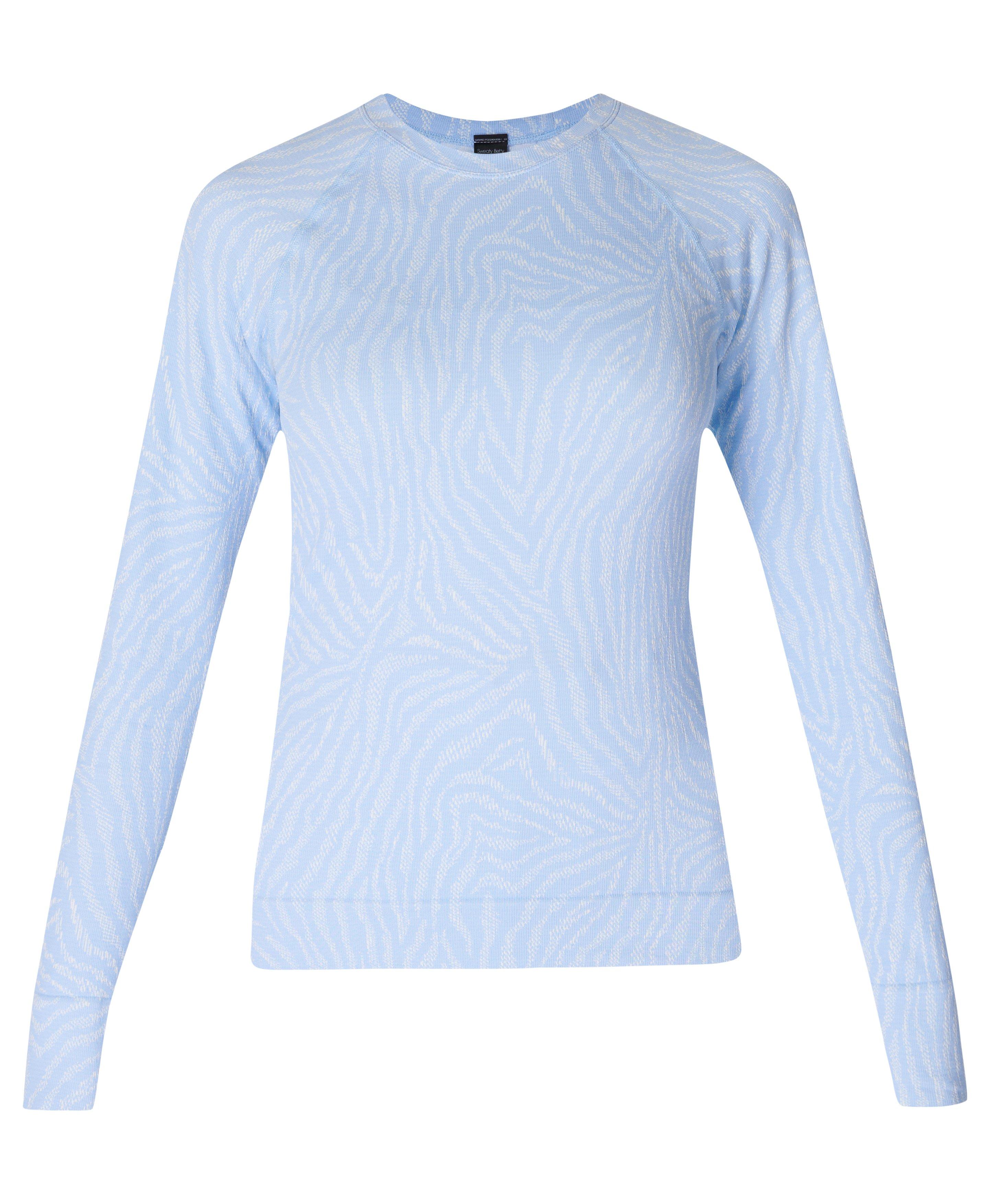 Animal Crew Neck Base Layer Top Blue Zebra Lines Jacquard Women s Thermal Base Layers Sweaty Betty