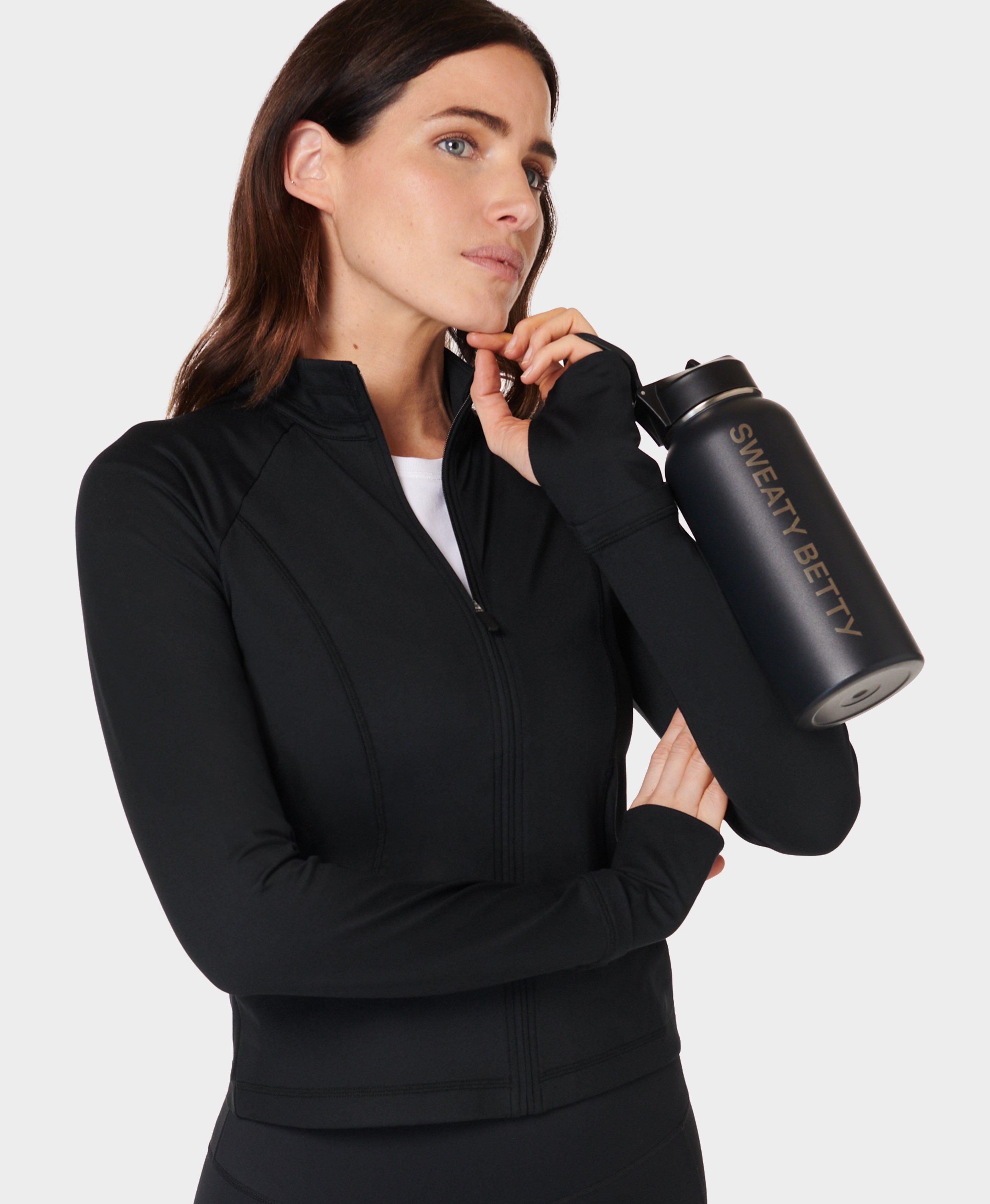 Sweaty Betty All Day Zip Up, Black, Women's XL