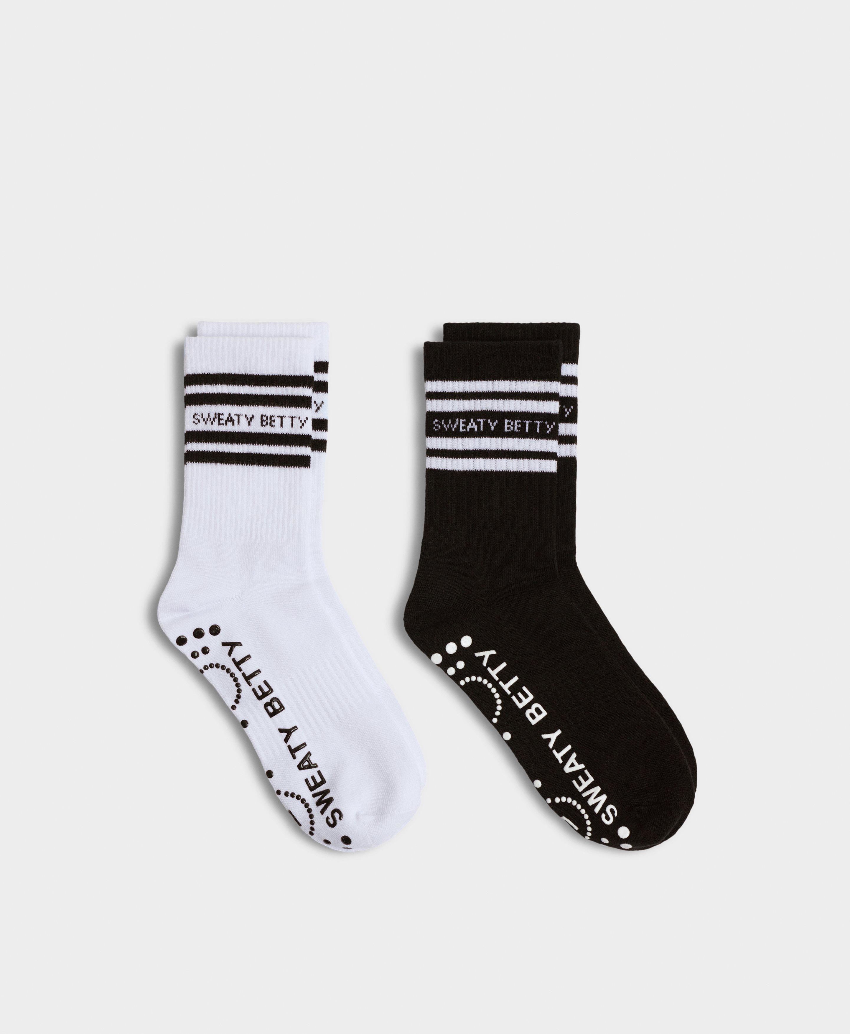Sweaty Betty Mid Length Ankle Gripper Socks 2 Pack, White, Women's UK 6 - 8