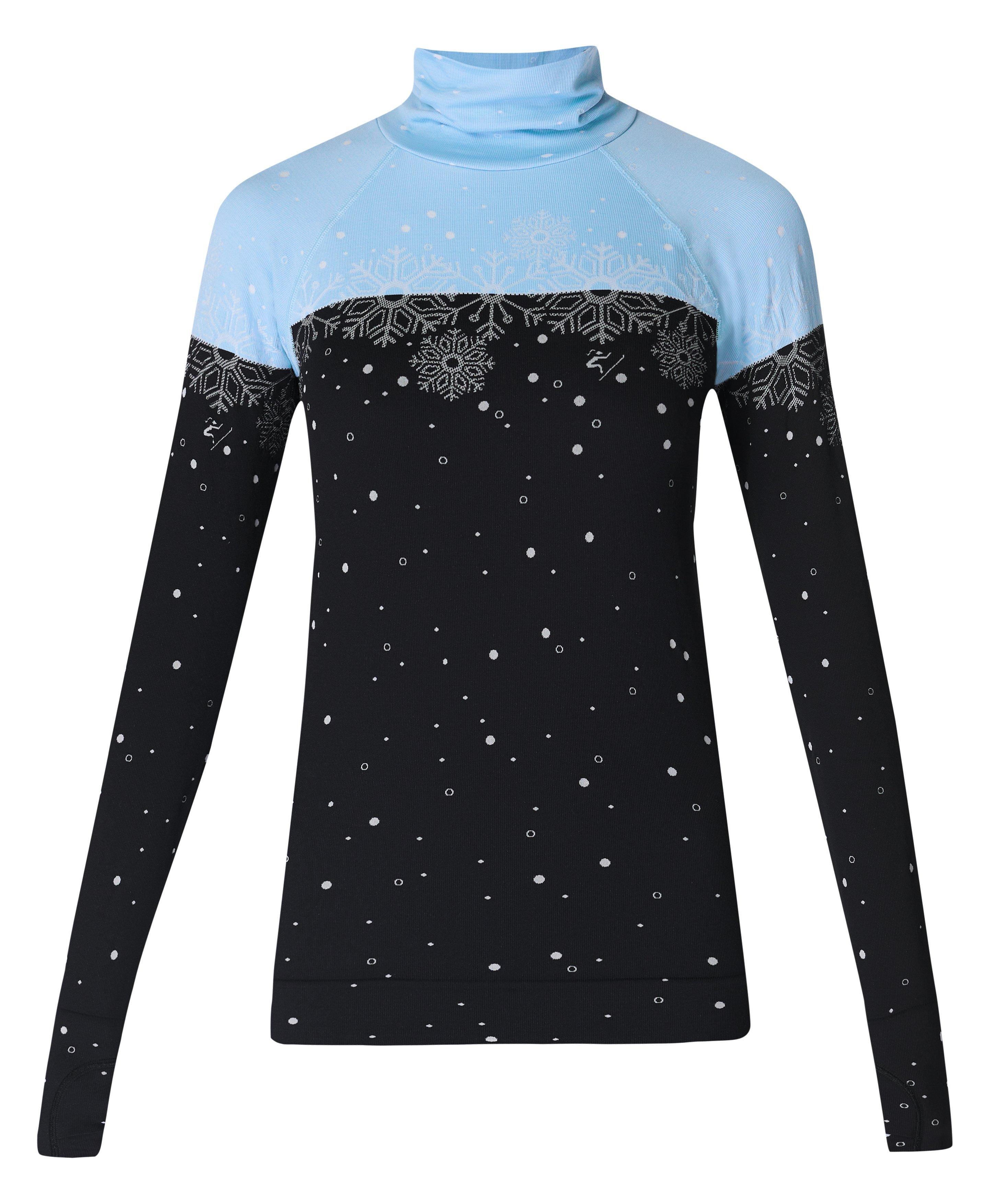 Snowflake Funnel Neck Base Layer Top Blue Snowflake Jacquard Women s Thermal Base Layers Sweaty Betty