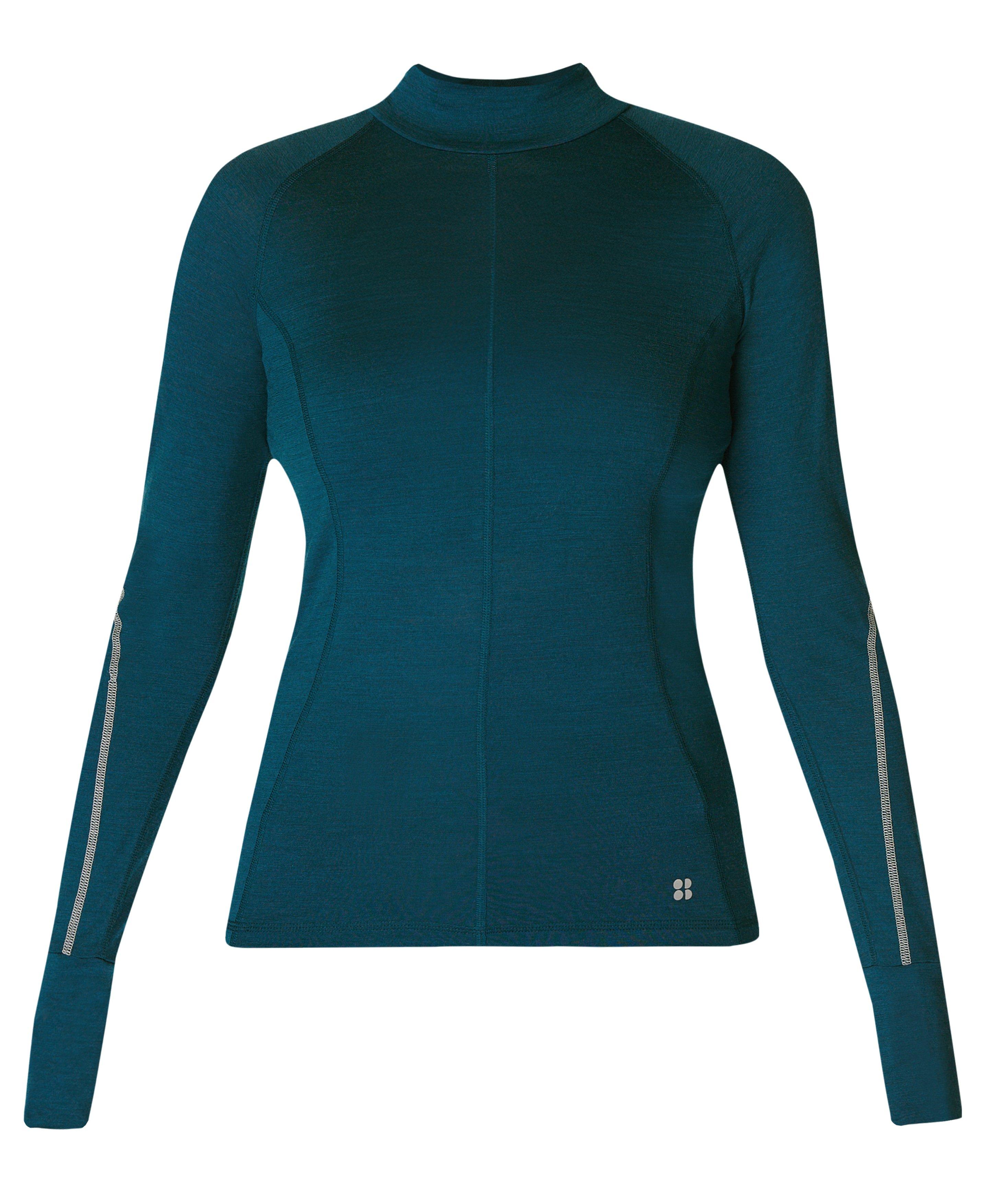 Infinity Merino Long Sleeve Running Top Deep Green Women s Base Layers Long Sleeve Tops Sweaty Betty