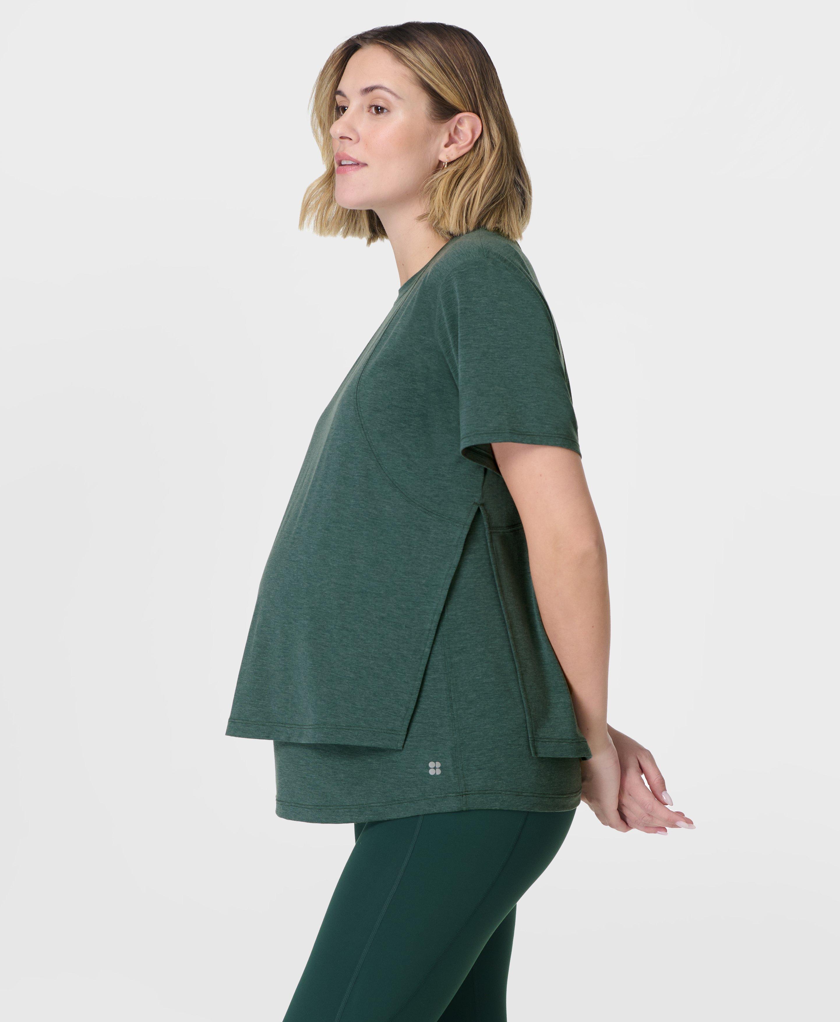 Sweaty Betty Soft Flow 2 In 1 Nursing T-Shirt, Green, Women's XL