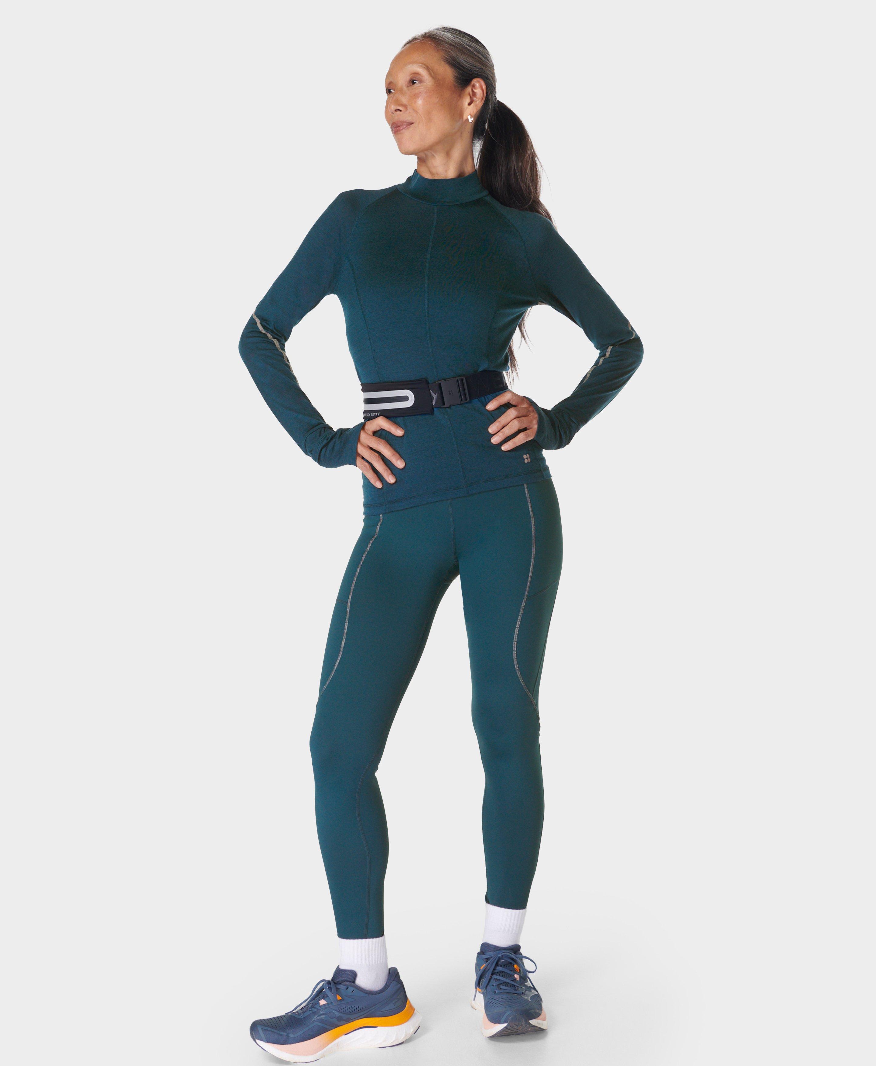 Sweaty Betty Therma Boost Thermal Warm Running Leggings, Green, Women's M