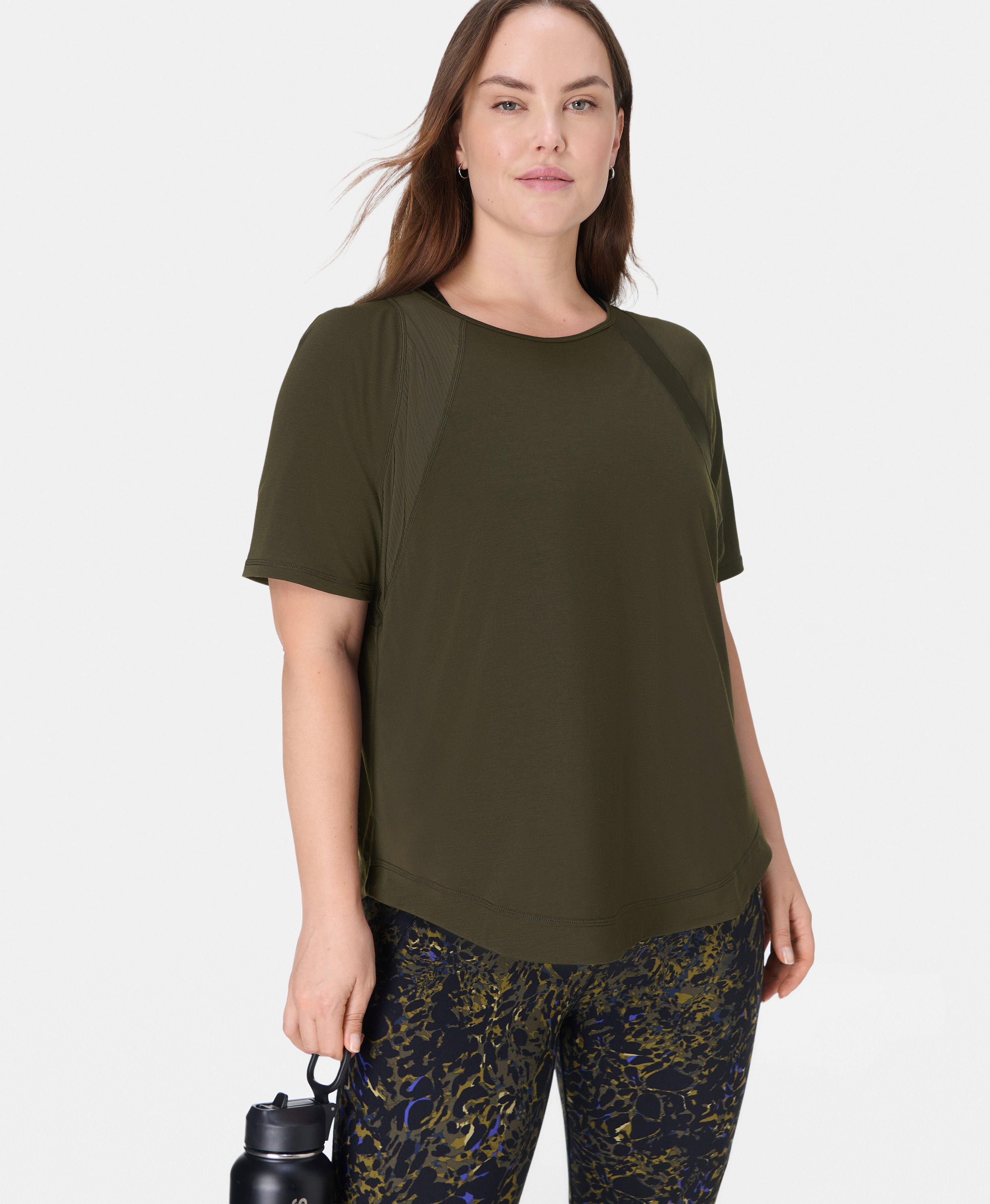 Green Easy Fit Round Neck Short Sleeves Cotton Women's T-Shirt by Being Human Clothing